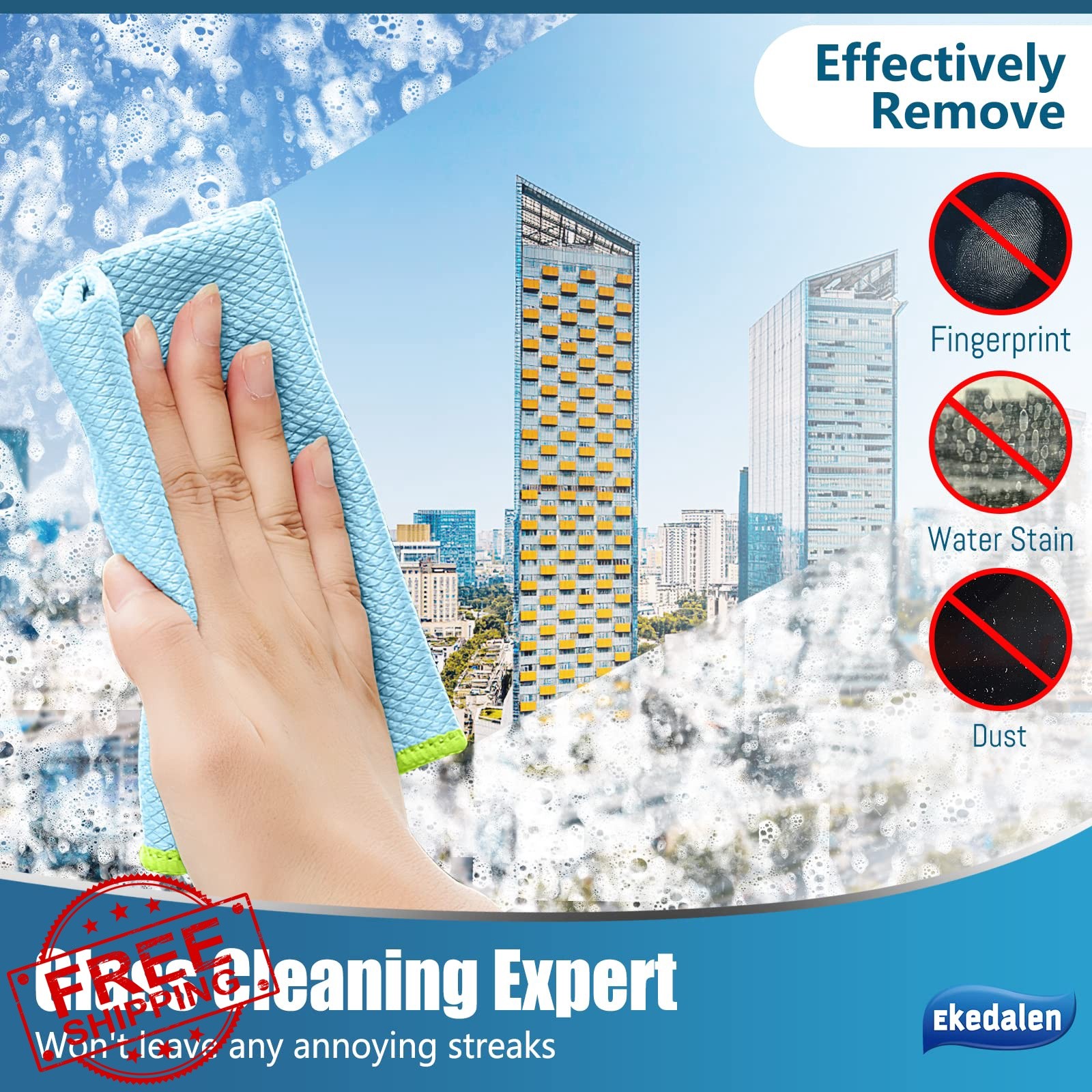 Ekedalen Blue Grey 12×16 Microfiber Cloths 8pk
