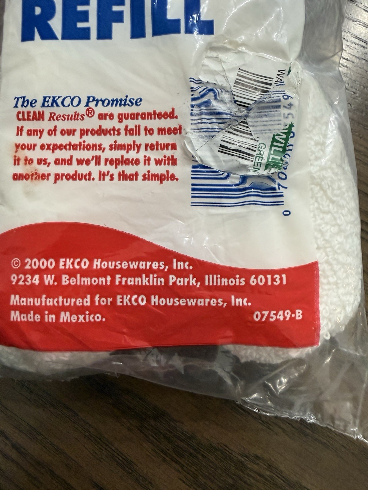 Vintage EKCO Clean Results Mighty Mop Refill 07549-B Brand New
