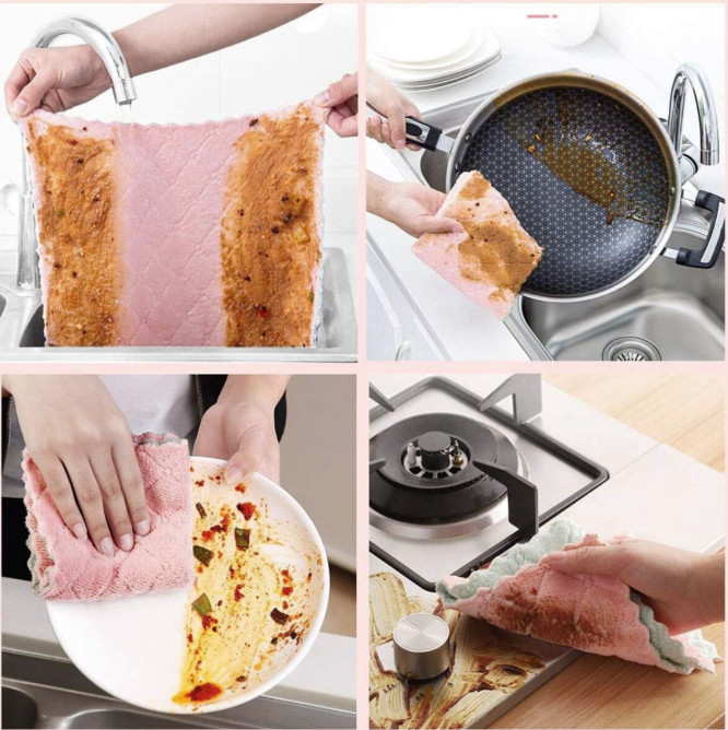 10pcs Microfiber Kitchen Towels Random Colors Super Absorbent Cleaning Cloths