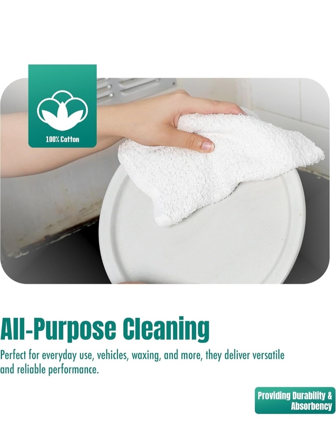 Towels Pack of 48 (14″ X 17″ Inches) 100% Cotton Terry Barmop Towels – Absorbent