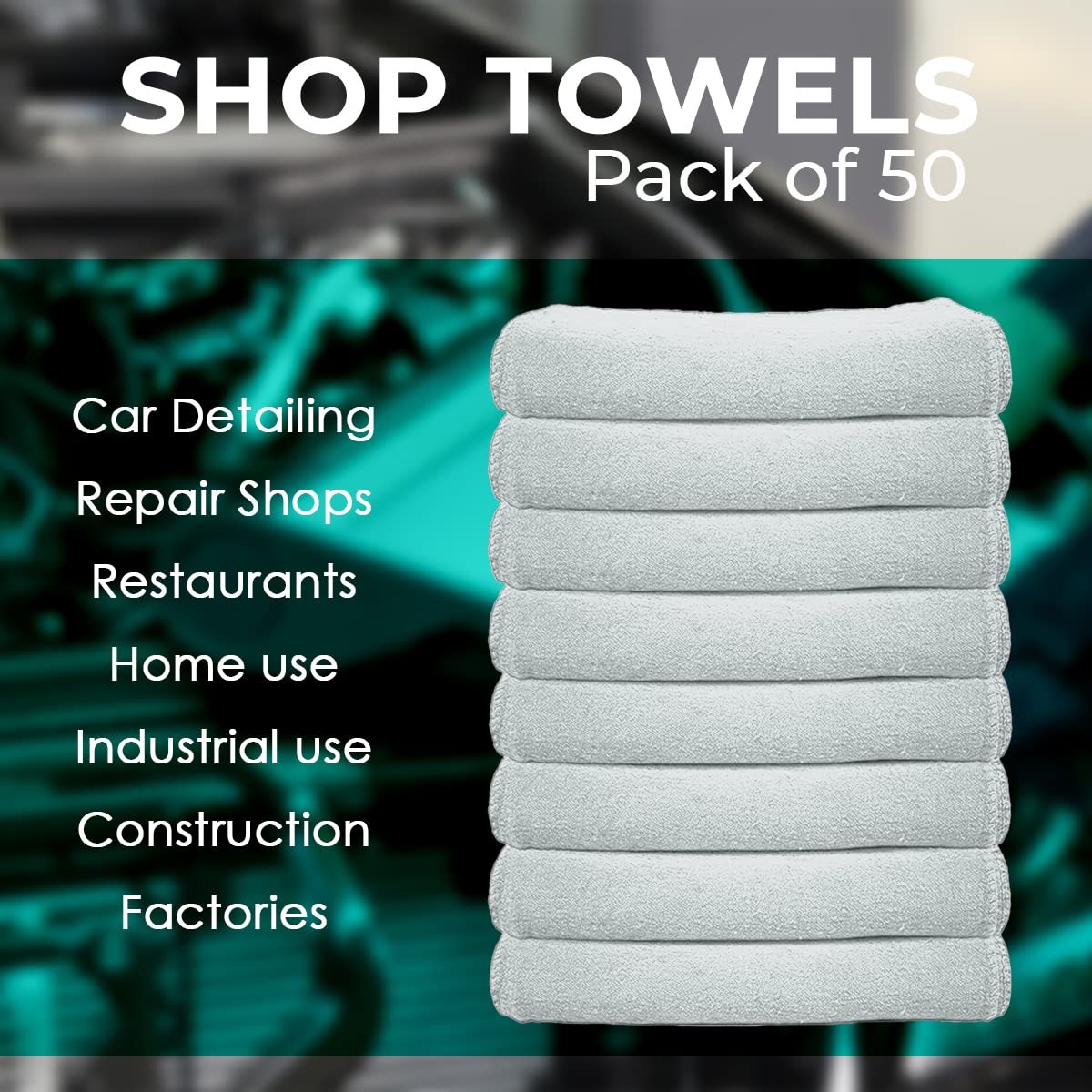 Avalon Towels Cotton Shop Rags – (Pack of 50) Size 12×14 Inches Cleaning Rags…