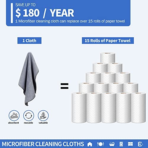Grey Microfiber Cloth – Premium Towels – Lint-Free – 8 Pack – Grey