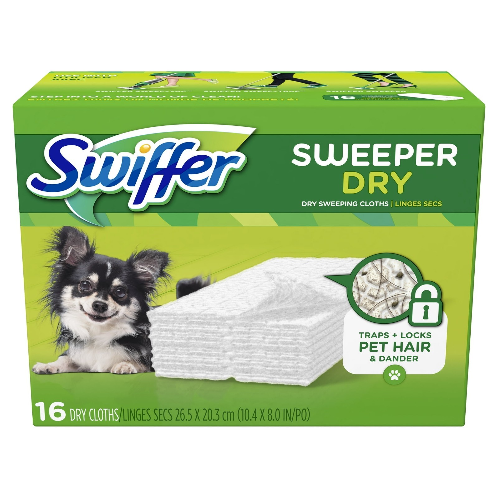 Swiffer Sweeper Pet Dry Refills 16ct Unscented Floor Mop Sweeping Pad Duster Clo