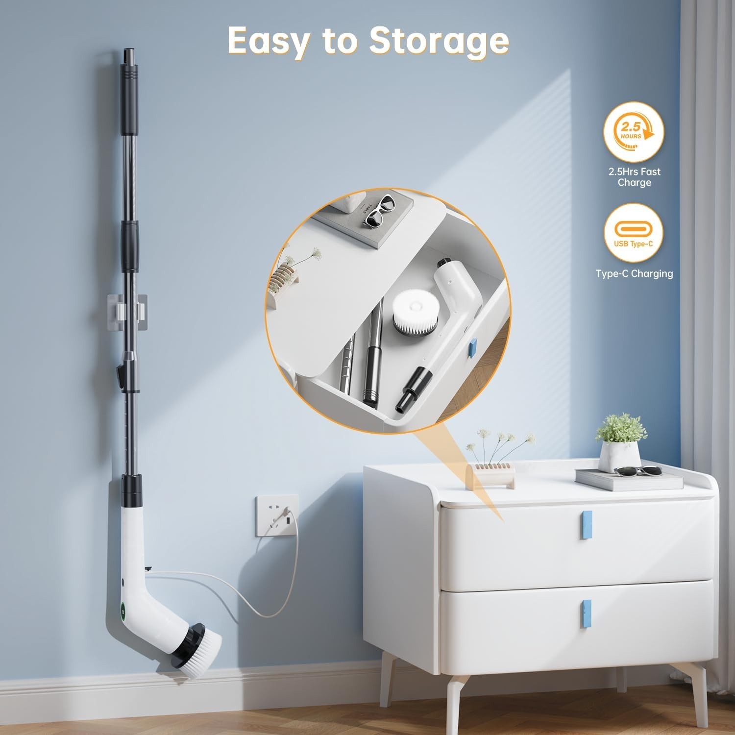 Electric Spin Scrubber, Cordless Shower Scrubber with 8 Scrub Brush, 2 Speed …