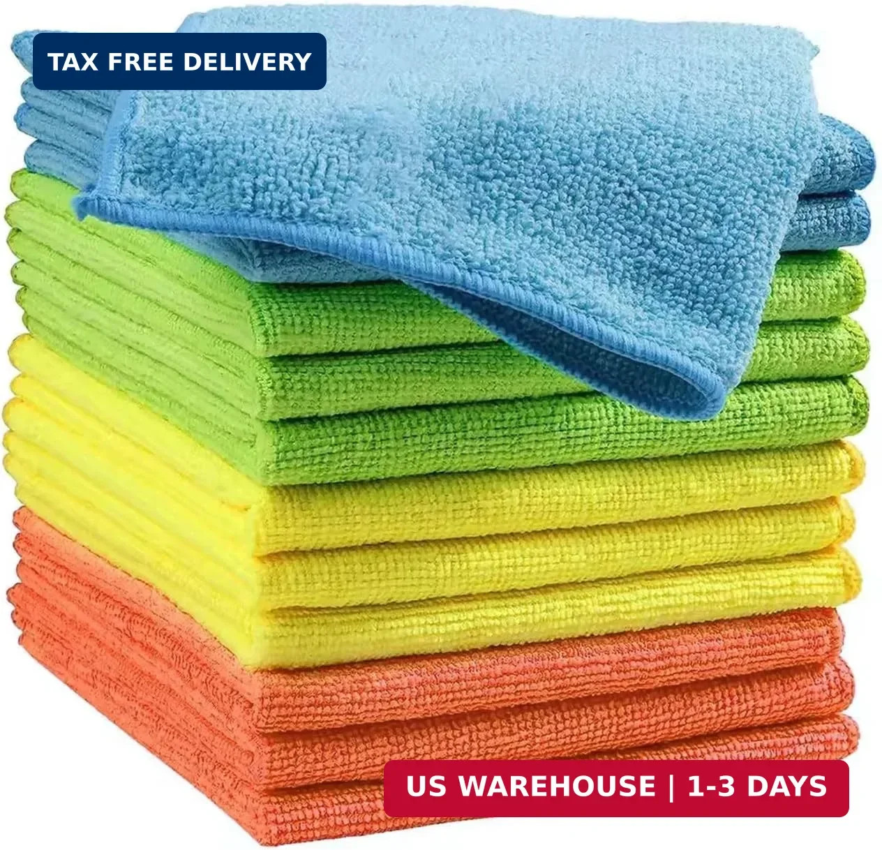 Microfiber Cleaning Cloths (12-Pack), 14″ x 14″, Ultra Absorbent, Lint-Free