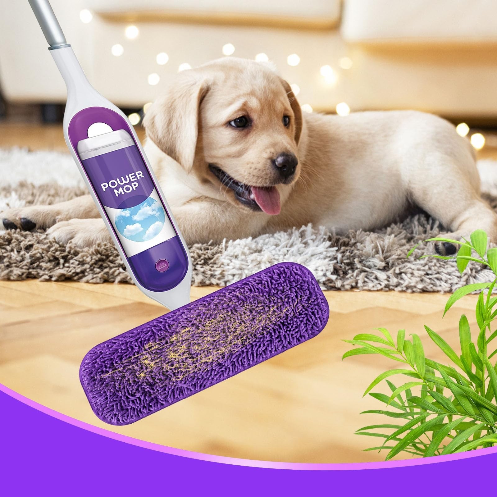 Reusable Power Mop Refill Pads for Swiffer Starter 3 Pack (Purple)