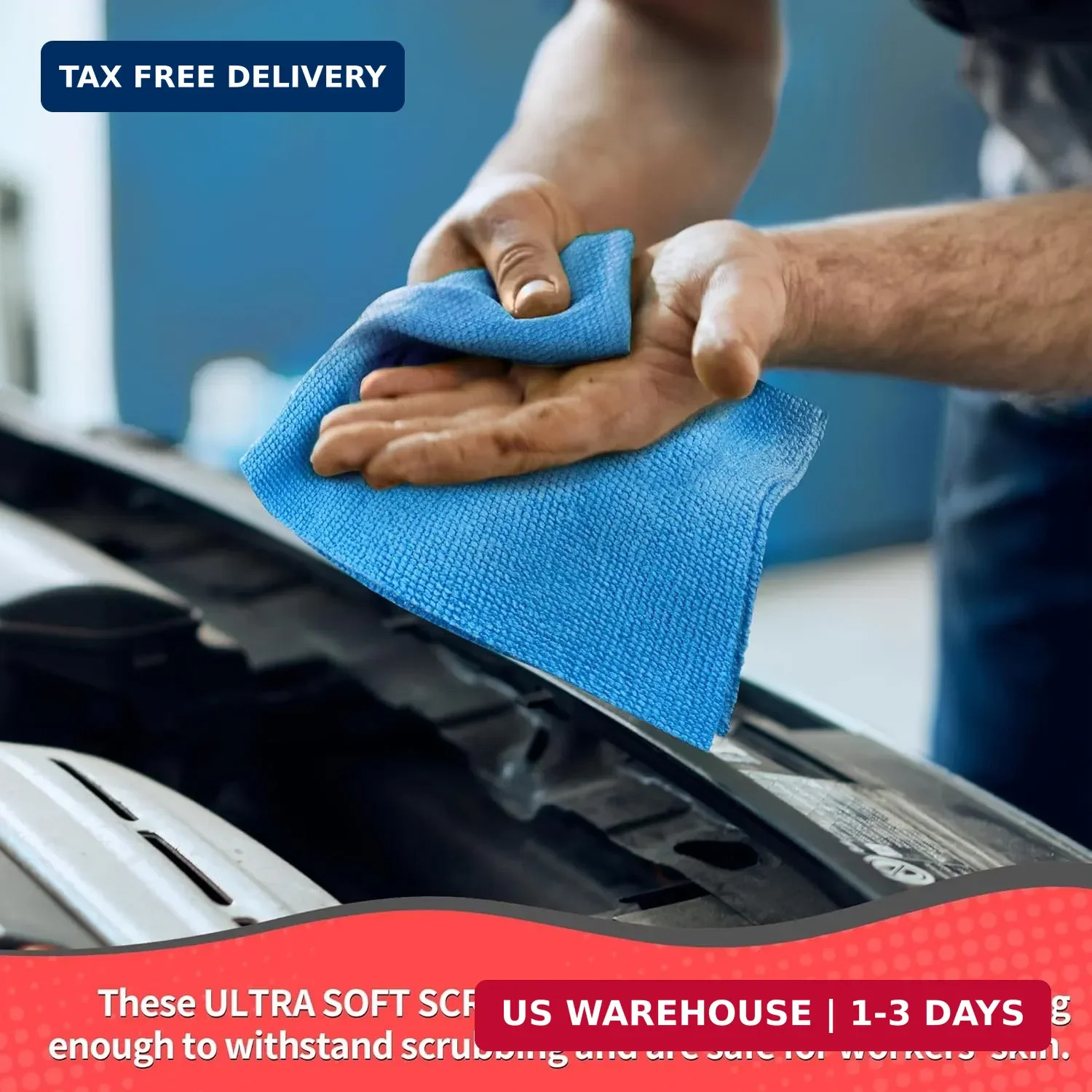 Shop Towels, 100 Pack Microfiber Towels for Cars, Microfiber Cleaning Cloths, Bu
