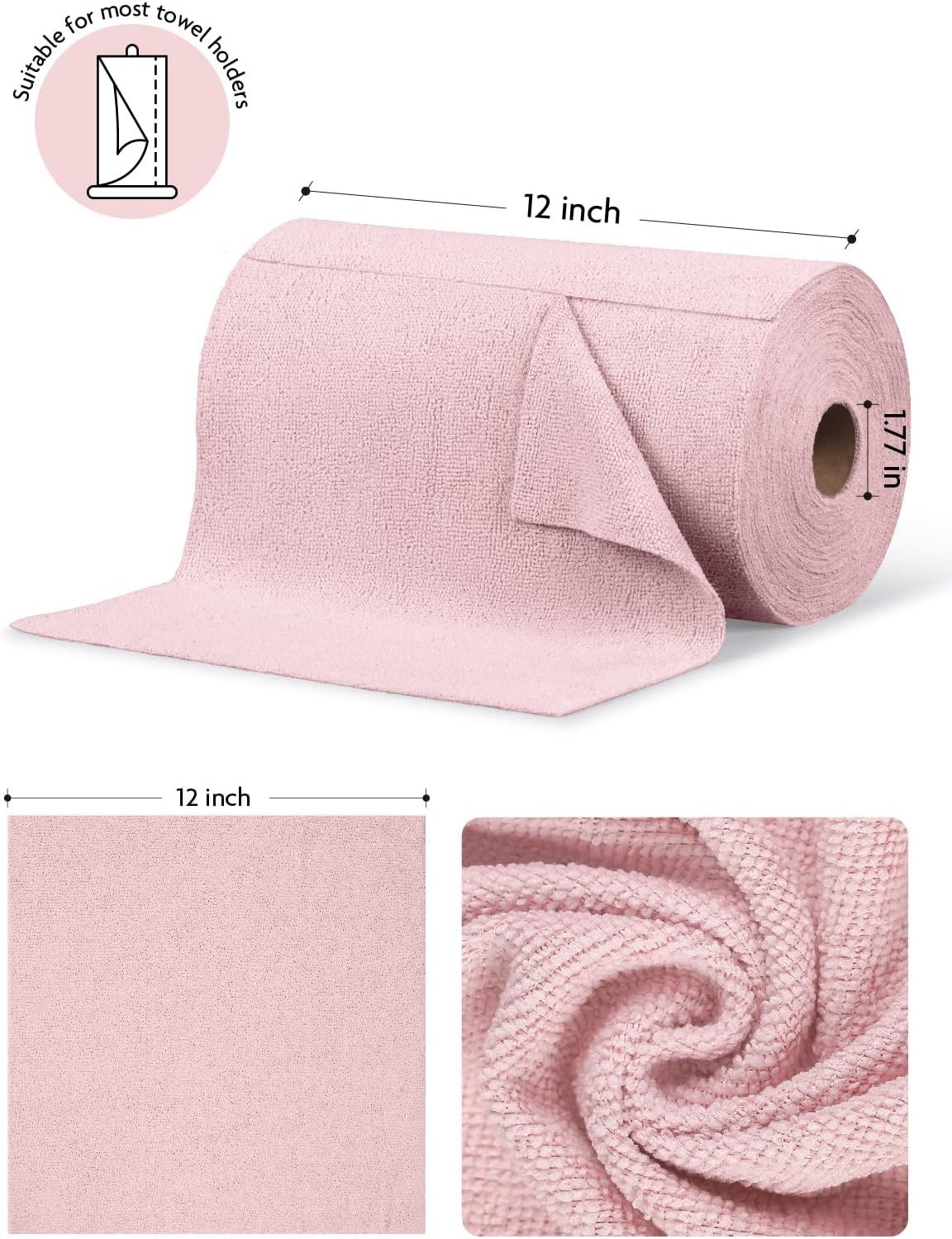Fantasticlean Microfiber Cleaning Cloth Roll 75-Pack – Tear-Away 12″x12″ Towels