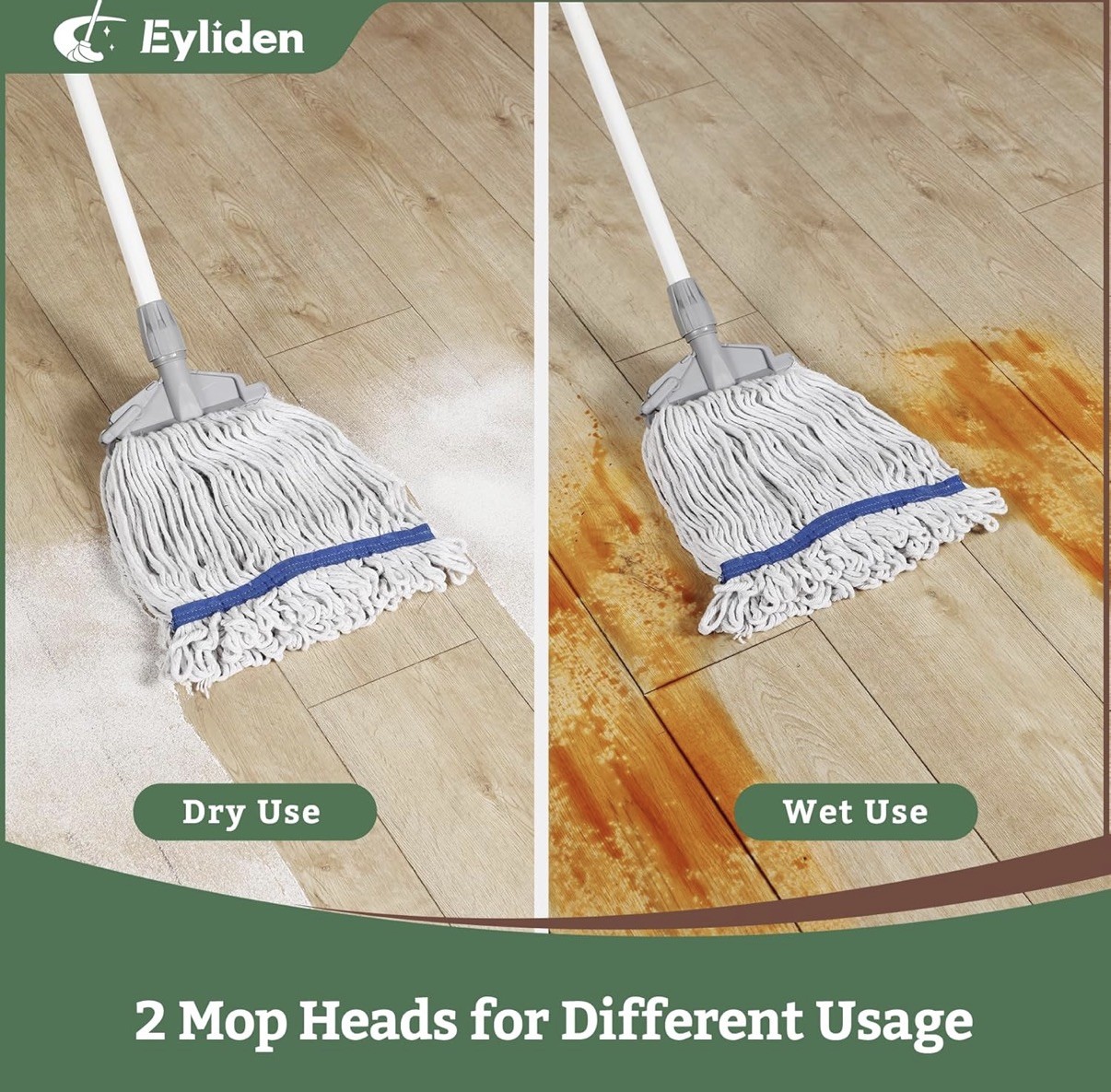 Commercial String Mop with Extra Replacement Mop Head Adjustable 42.9”-70.5”
