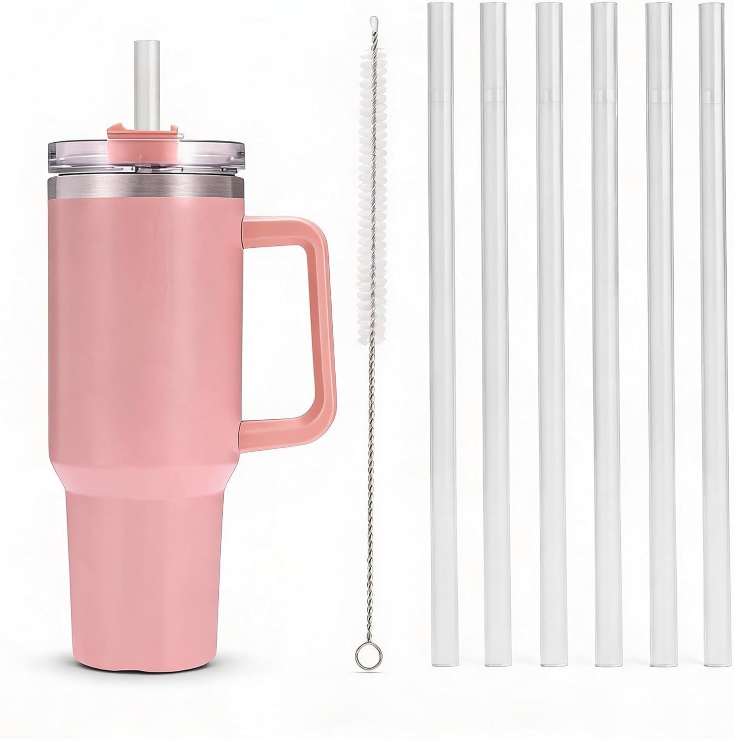 6 Pack Replacement Straws with Cleaning Brush Compatible Stanley 30 oz 40 oz