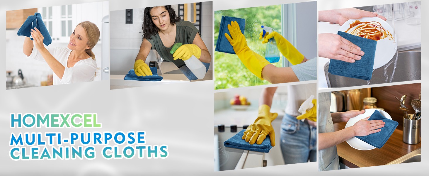 Lake Green Microfiber Cleaning Cloth 12 Pack 12.5 x 12.5 inch Microfiber Towels