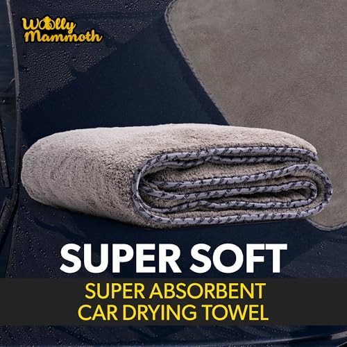 Woolly Mammoth Large Microfiber Drying Towel – 36 x 25 Inch Ultra 1 Pack Gray
