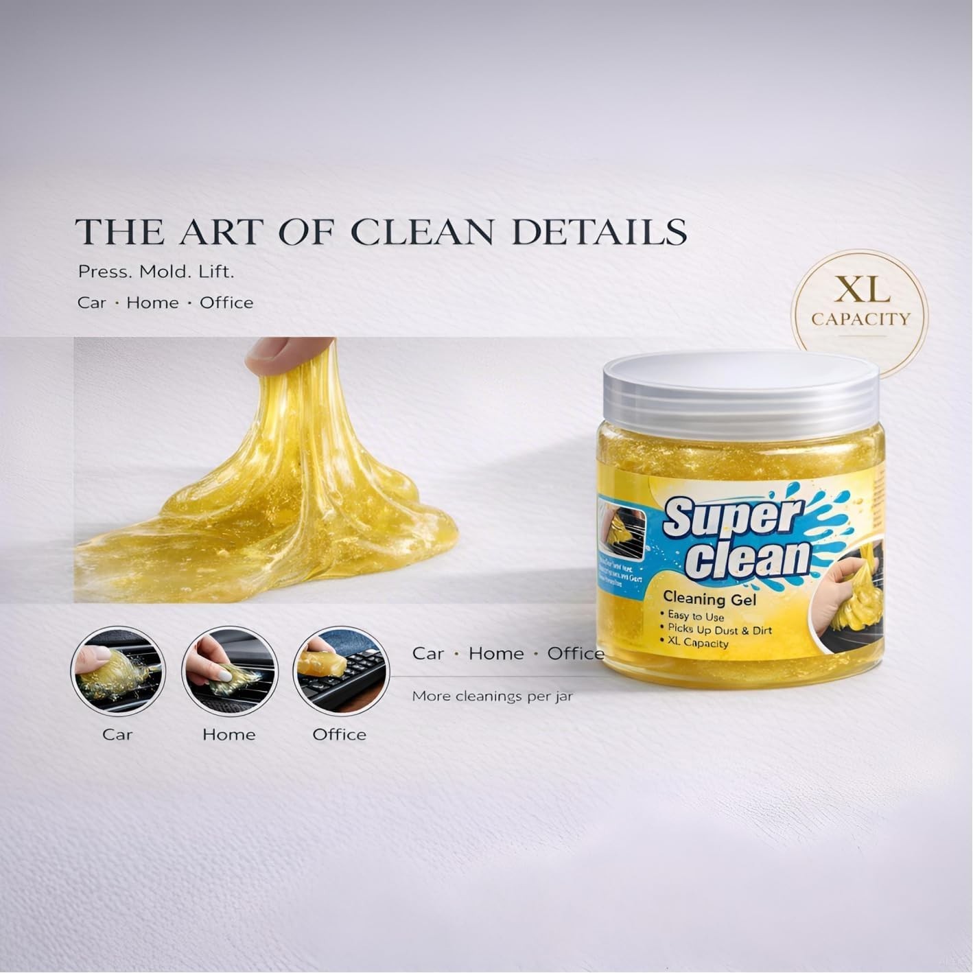 8-Piece Car Interior Detailing Kit – 160g Non-Sticky Gel 128% More Than 70g, …