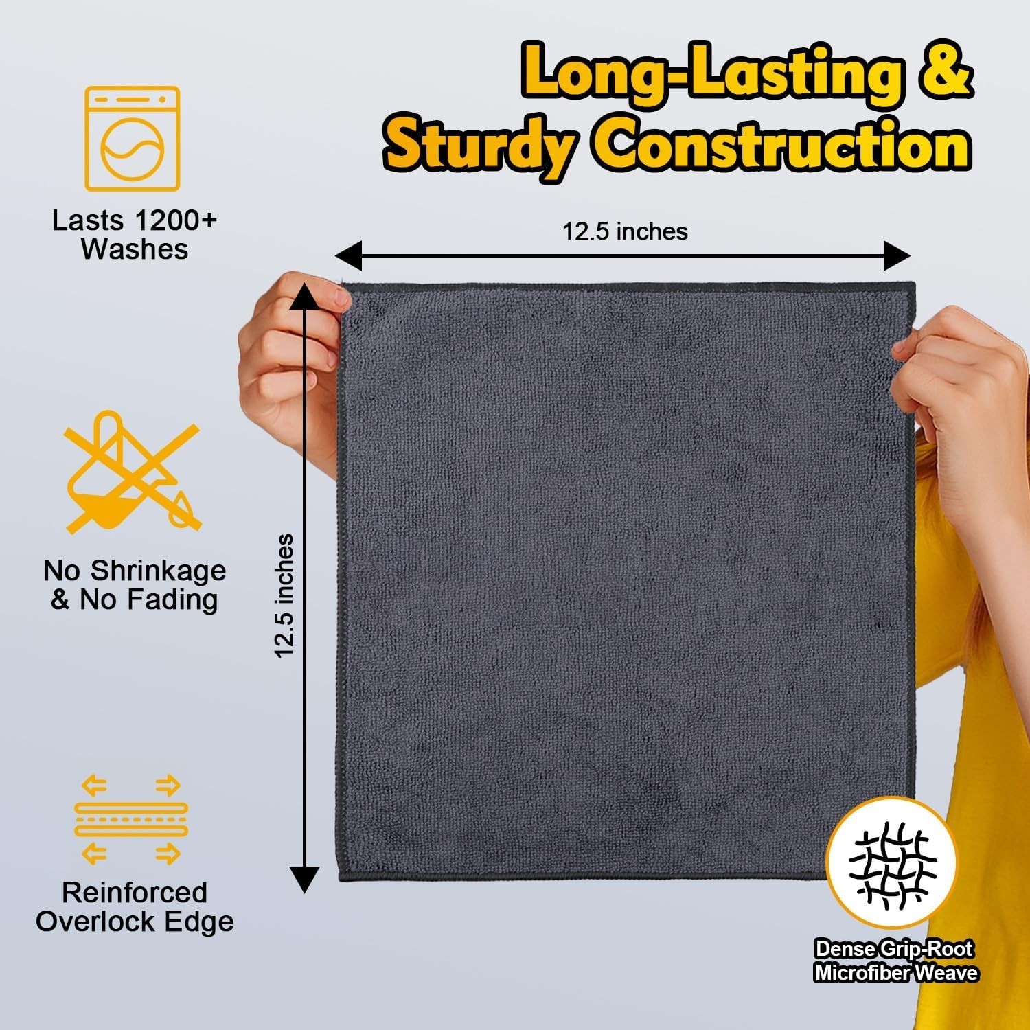 Microfiber Cleaning Cloth 12 Pack, 12.5 x 12.5 inch Microfiber Towels for Cars