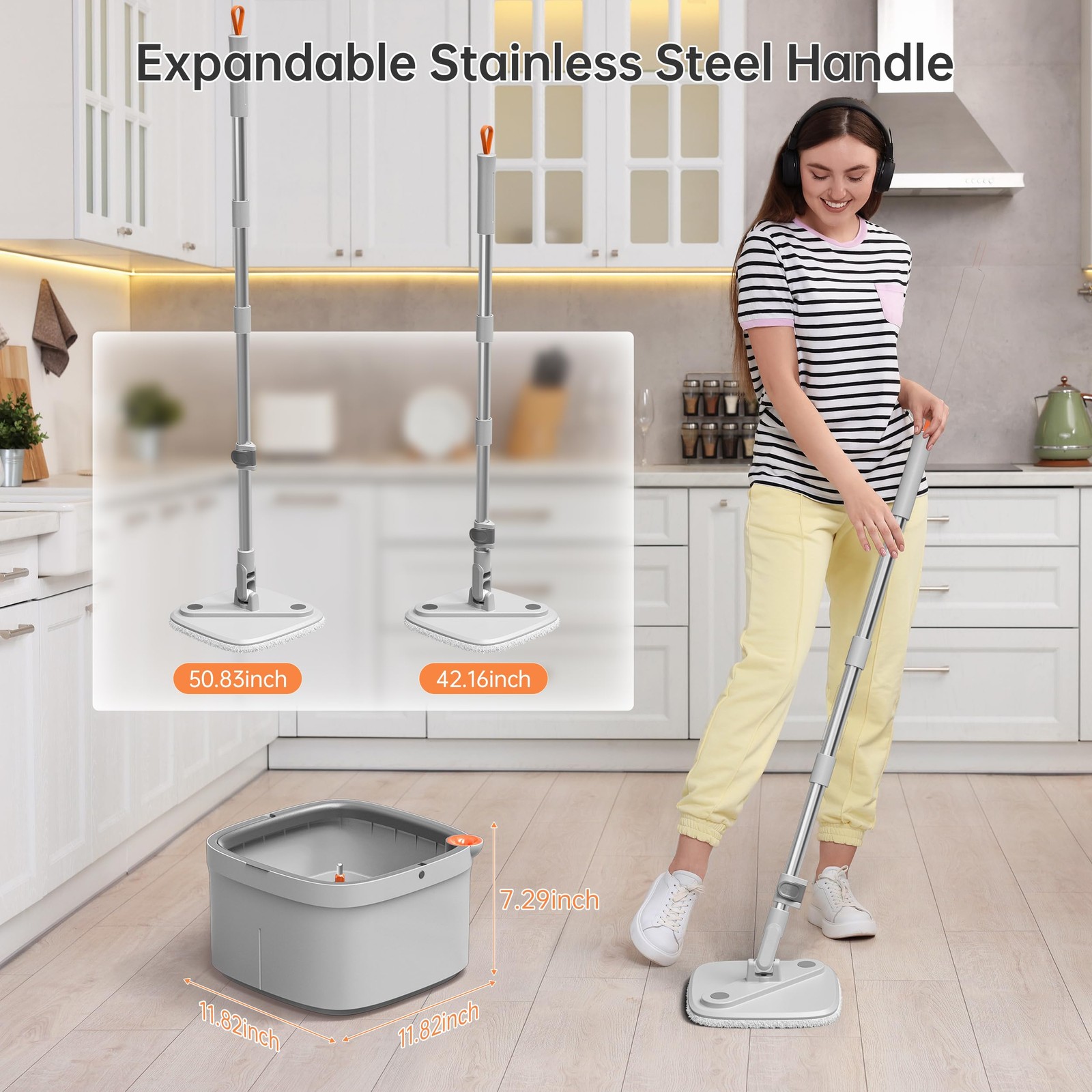 360°Rotating Spin Mop and Bucket Set Self Separation Dirty & Clean Water System