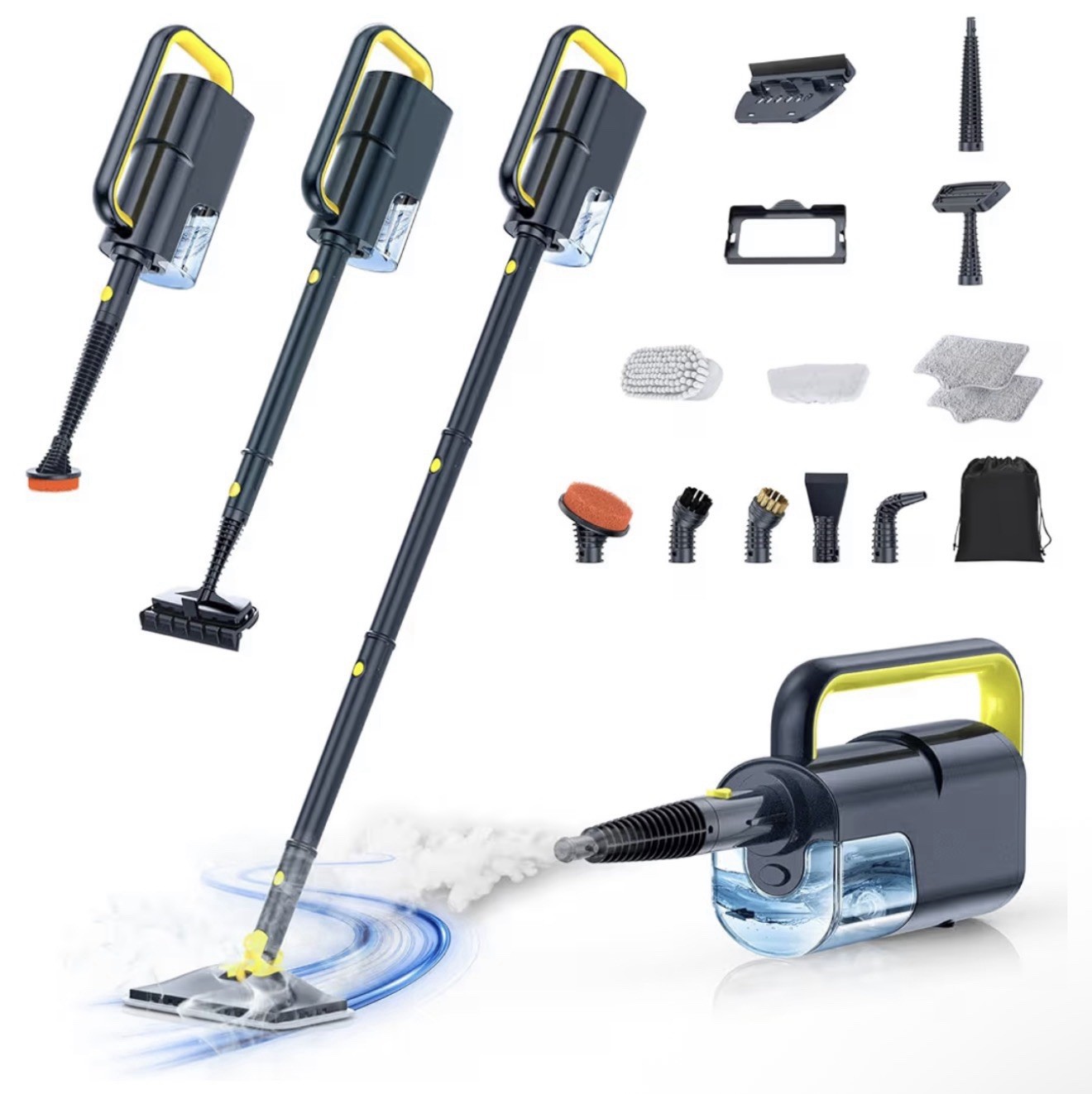 10-in-1 Steam Mop with Detachable Handheld Steamer, 350ml Tank, 10s Heat-Up |New