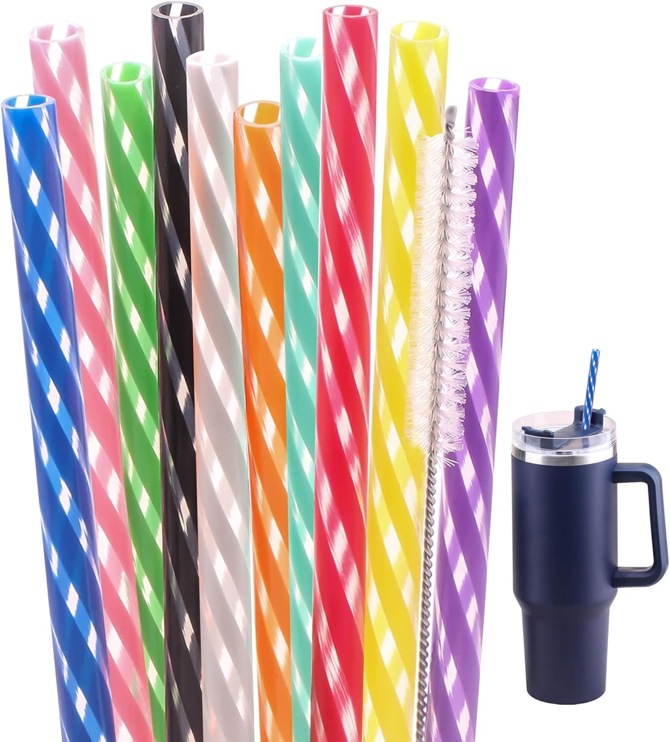 15 Inch 10 Color Replacement Reusable Drinking Straw for Stanley 128 oz 100 oz