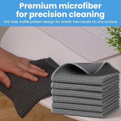 Microfiber Towels for Cars 12 x 12 inches Microfiber Towel, 6 Pack Waffle Weave