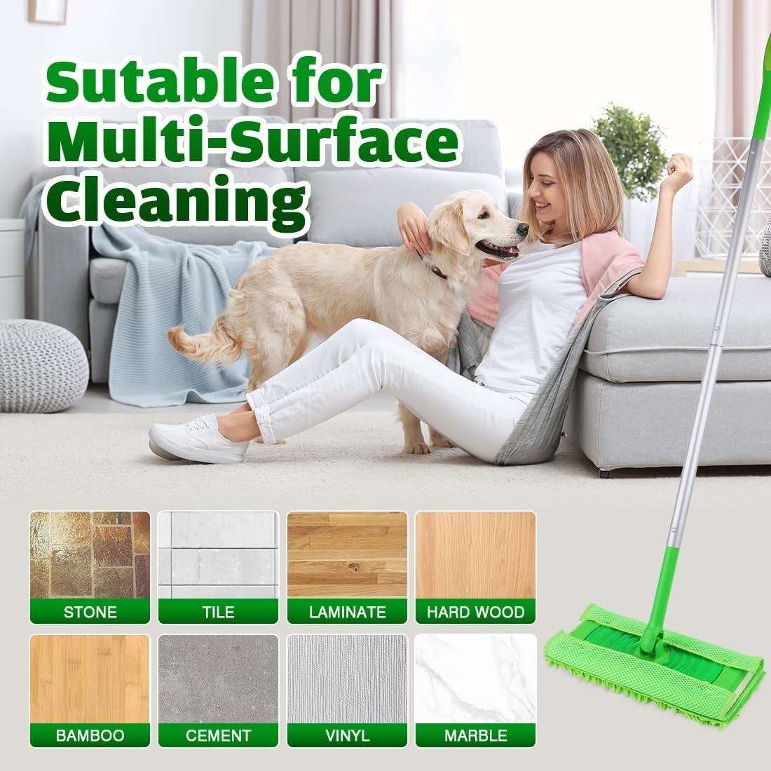 6 Pack Reusable Washable Microfiber Mop Pads for Swiffer Sweeper Floor Cleaner