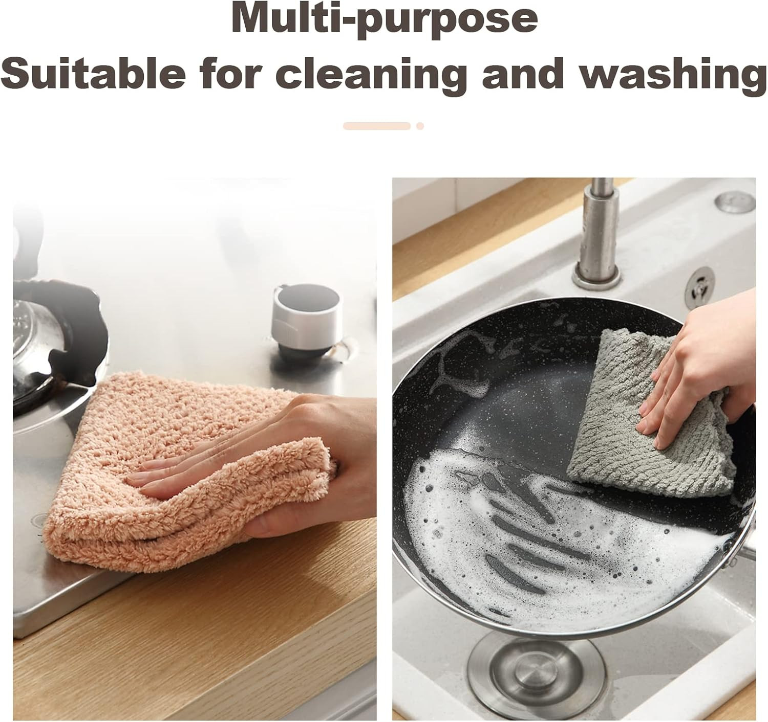12x Toallas de limpieza de microfibra reutilizables Paños de cocina absorbentes