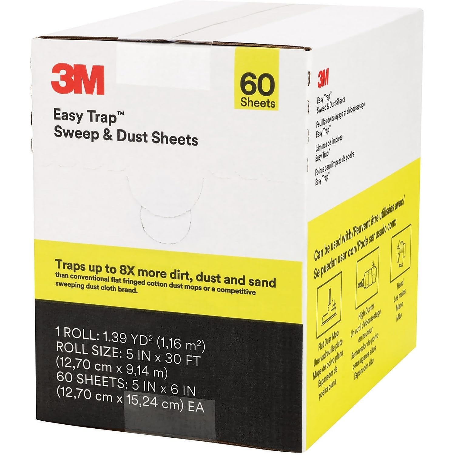 3M Easy Trap Duster Sweep and Dust Sheets, 5″ x 6″ Sheets, 60 Sheets/Roll