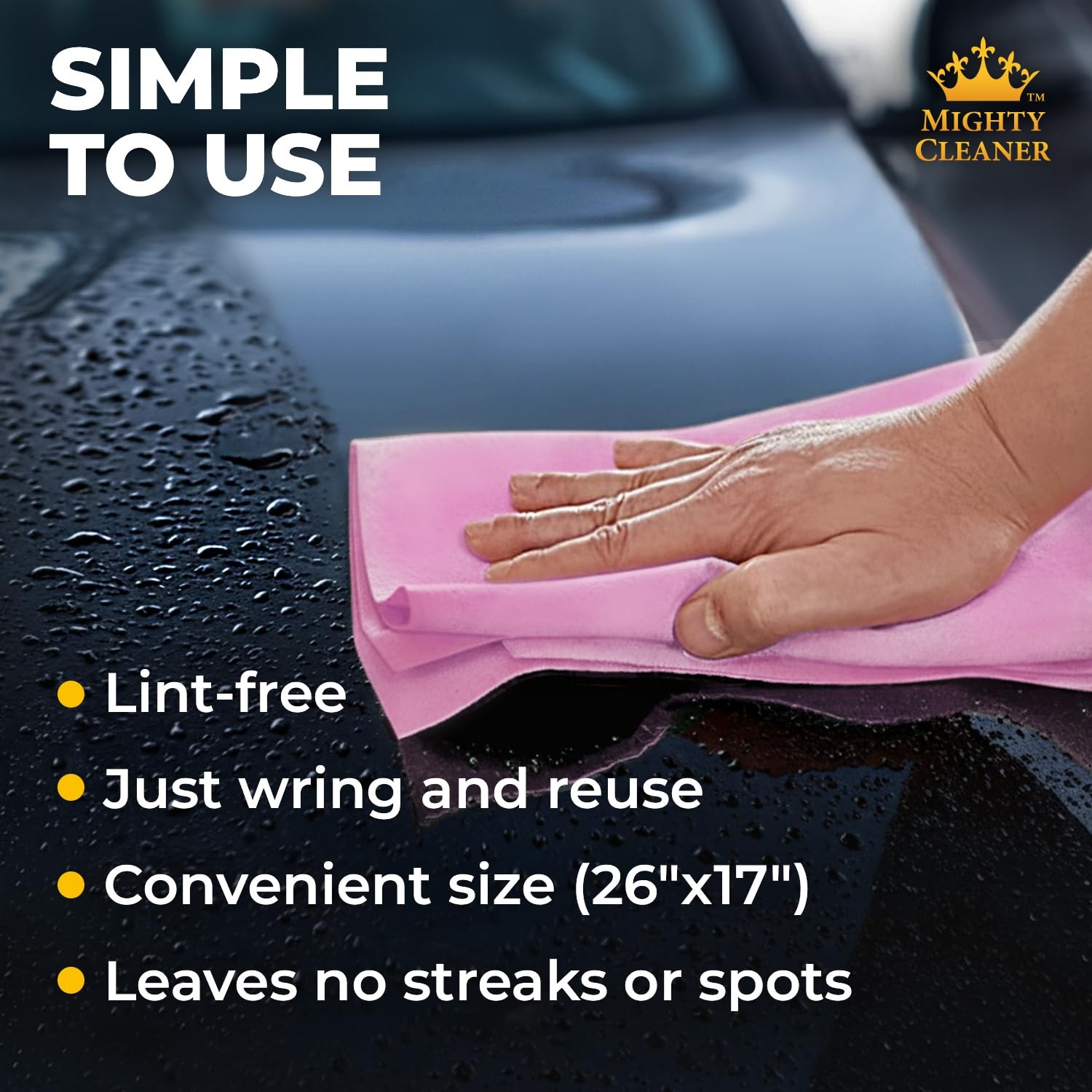 Super Absorbent Car Drying Shammy Cloth Towel – Scratch-Free, Reusable 26″x17″