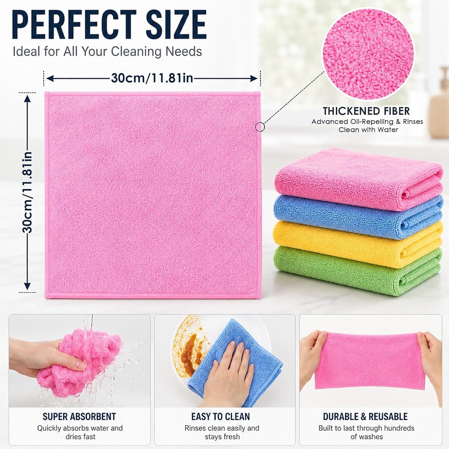 Microfiber Towels Bulk, Cleaning Cloths, Microfiber Towels for Cars, 15-PACK