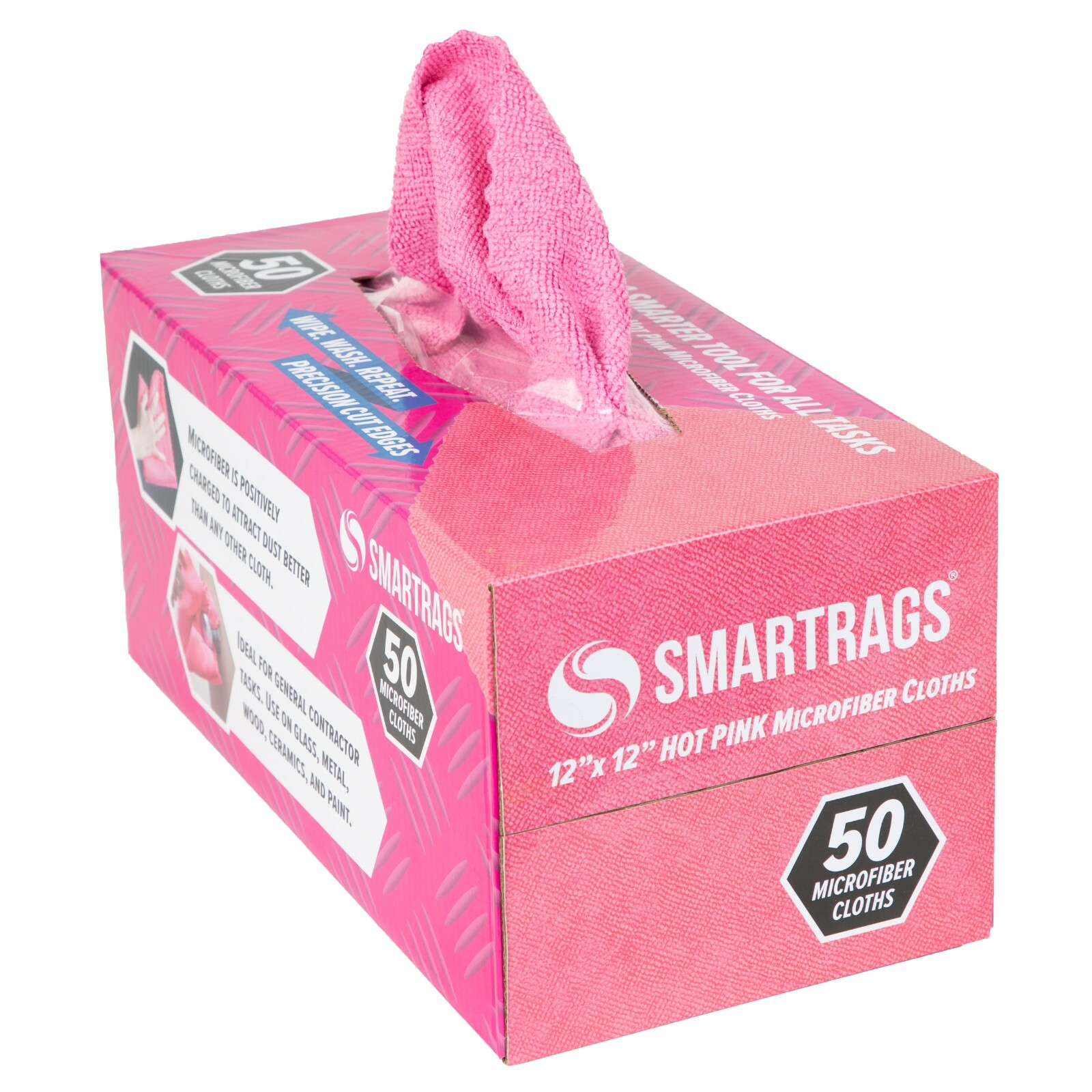 Smart Rags Cleaning Cloths (Box of 50), Lint Free 12×12 Color Options Disposable