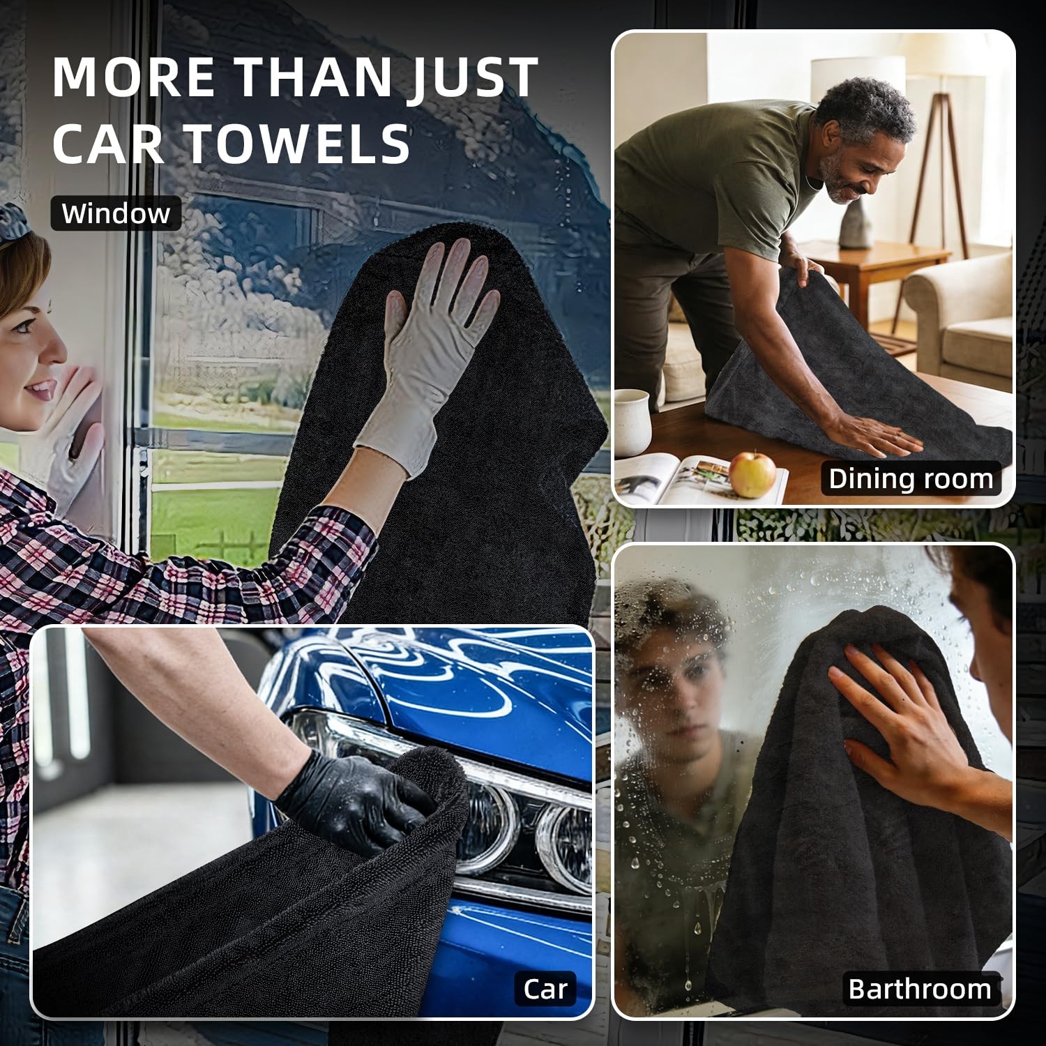 2Pack 24″ x 36″ 11.8″ x 11.8″ TwistedLoop Car Drying Towel 1500GSM Microfiber…