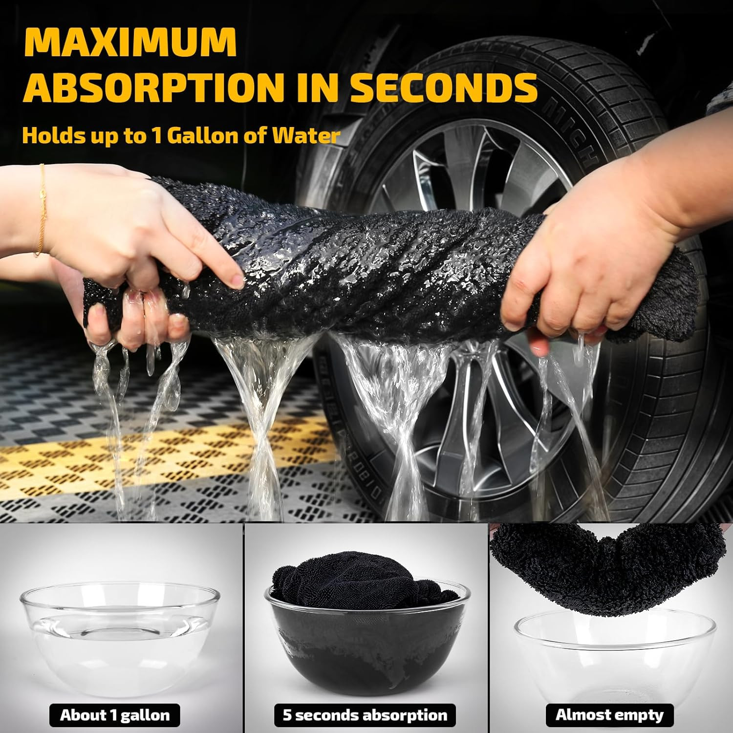 2-Pack 1200 GSM Car Drying Towels – Microfiber Towels for Cars (36″ X 24″), Ultr