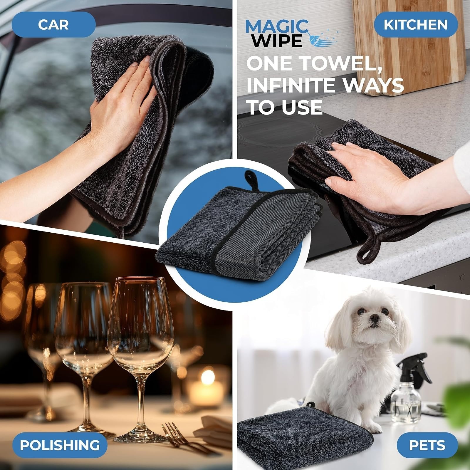 Magicwipe Bathroom Drying Cloth XL – Microfiber, Streak-Free, 2 Pack