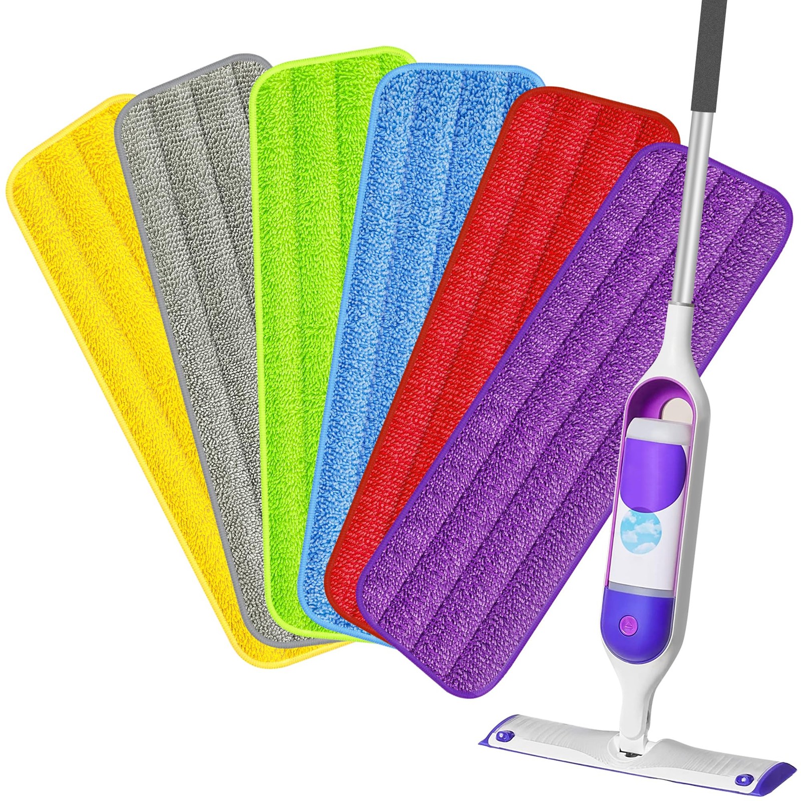 Reble Microfiber Mop Pads, 6 Pack, Fits 13-15 Inch Spray Mop