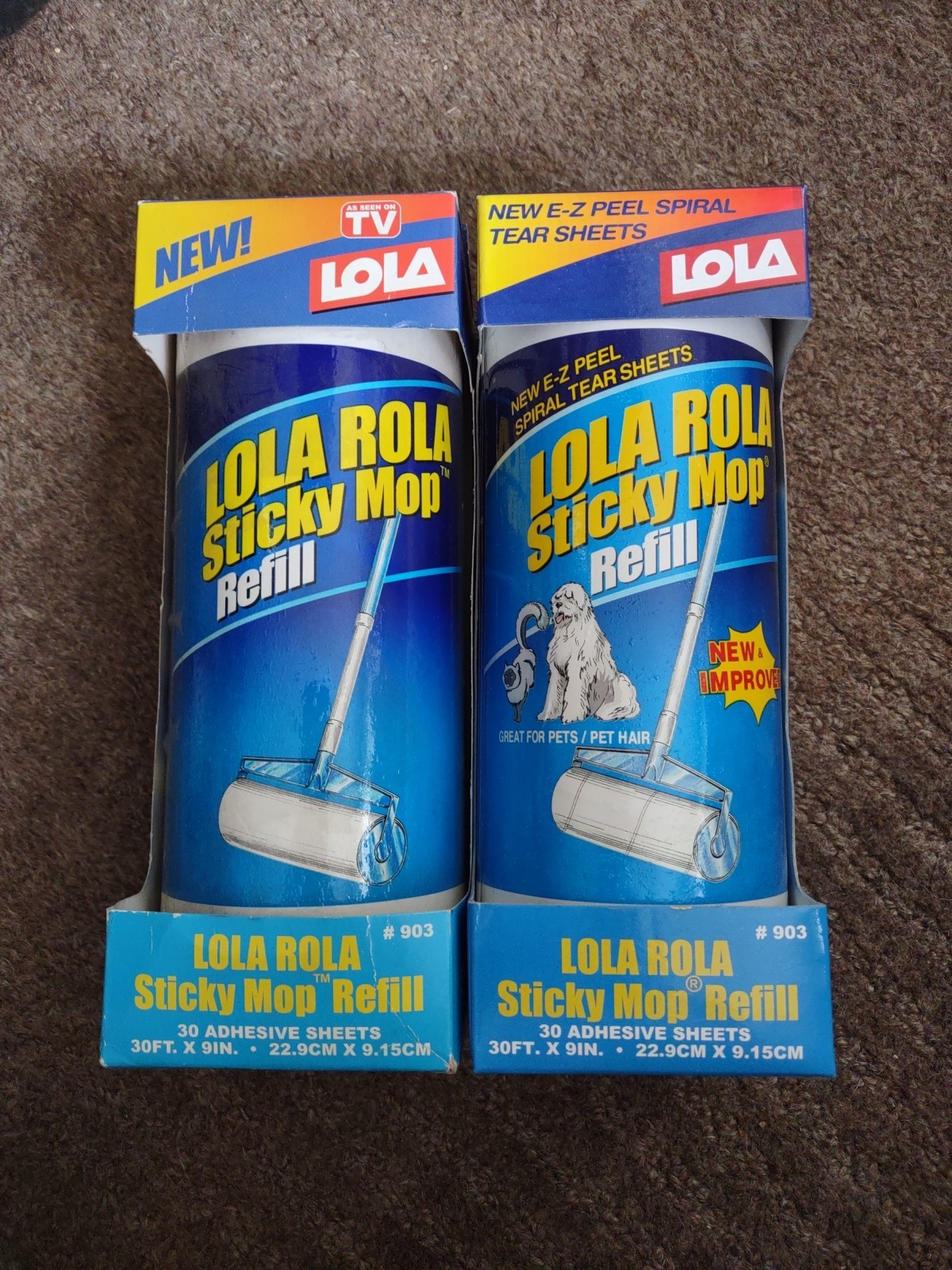 Lot 2 #903 Lola Rola Sticky Mop Refill 30 Ct Adhesive Sheets For #902