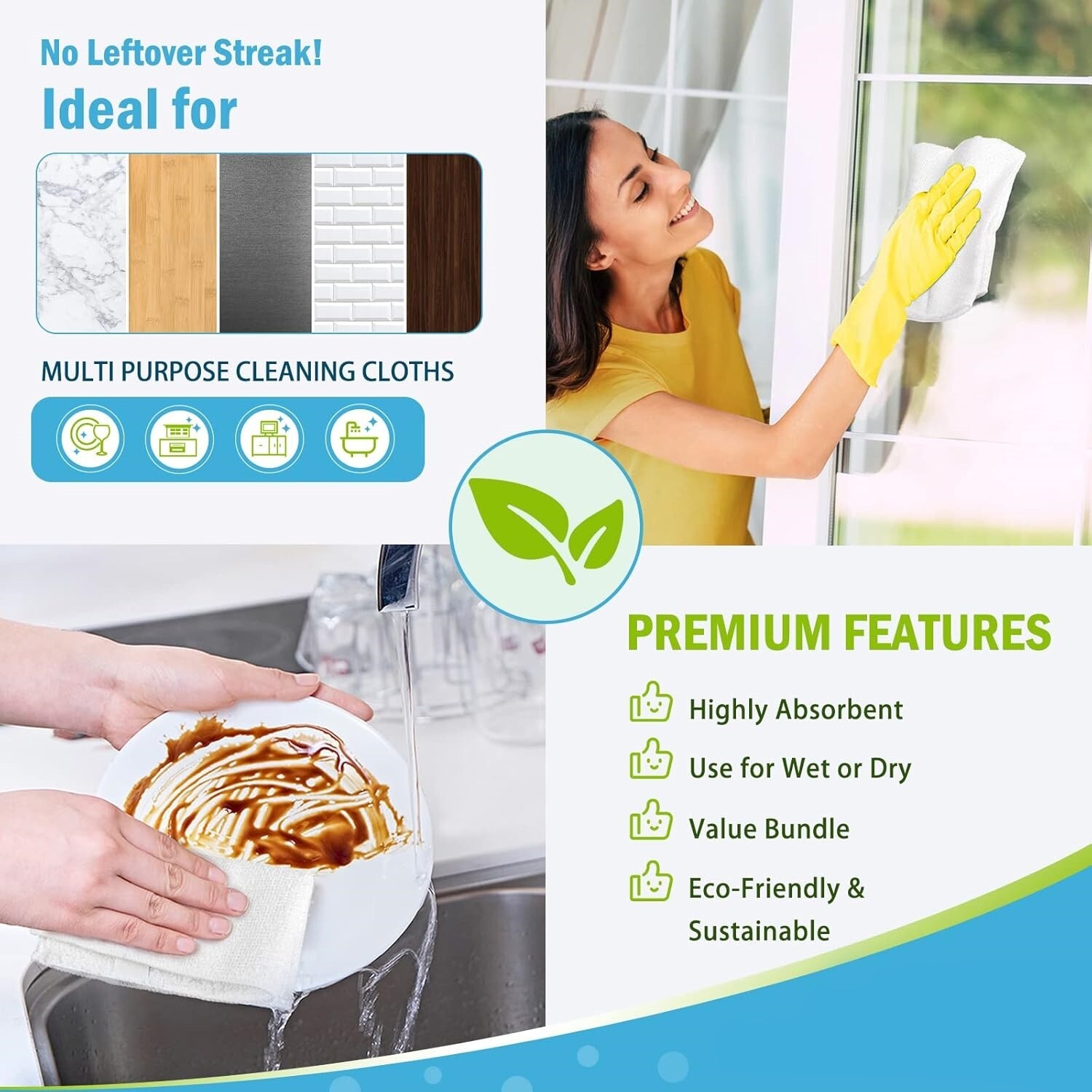 lot Toallas De Limpieza De Microfibra Reutilizables Paños De Cocina Absorbentes
