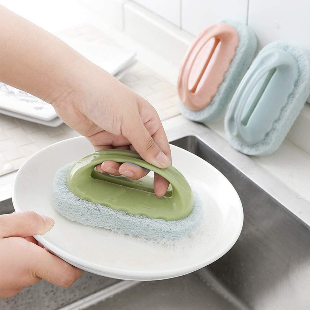 3Pcs Kitchen Clean Sponge Bathtub Pool Scrub Brush Strong Scouring Dish Washing