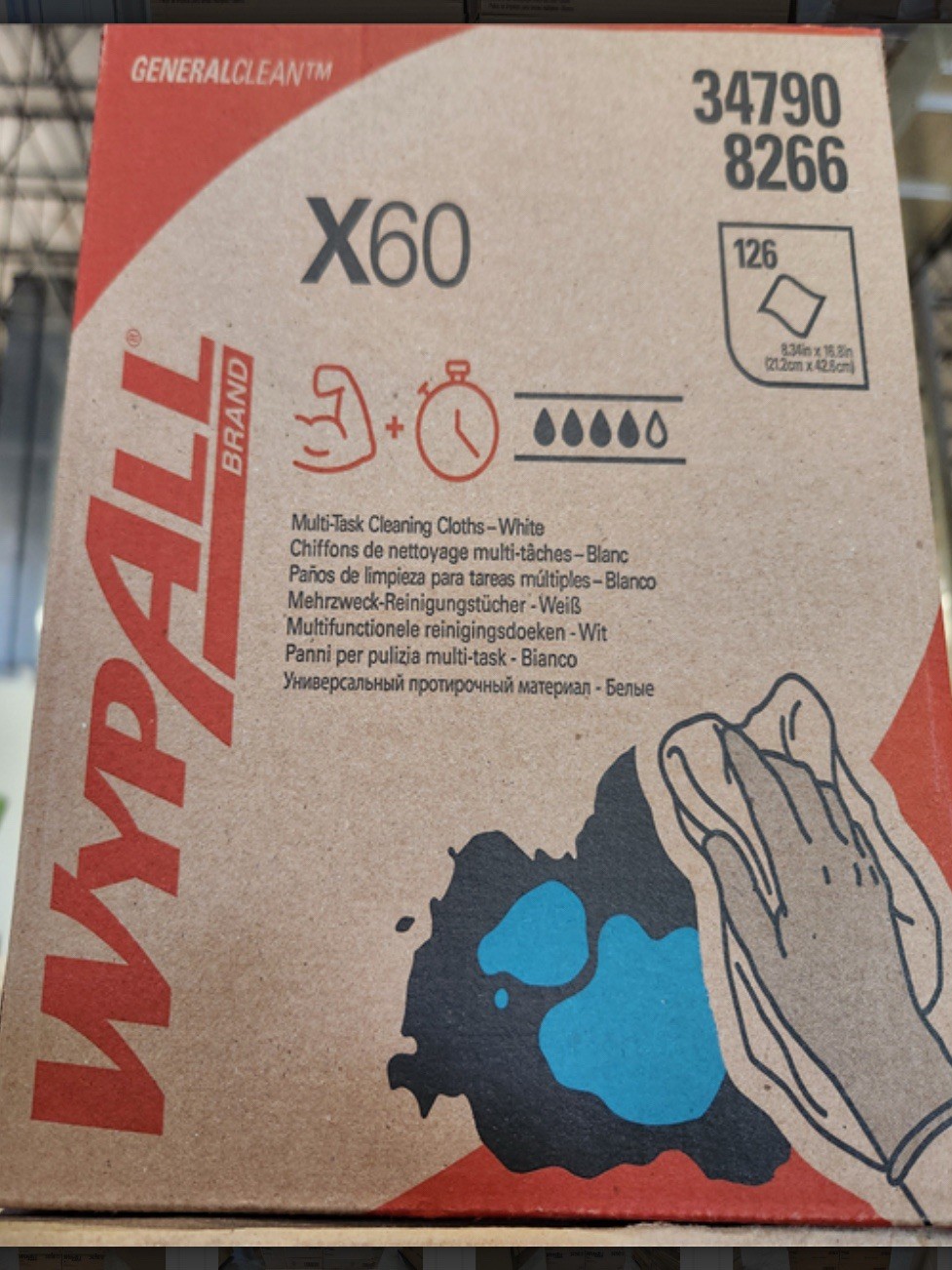 Wypall Generalclean X60 Cloths Multi-Task Cleaning Wipes (34790), Case Of 10