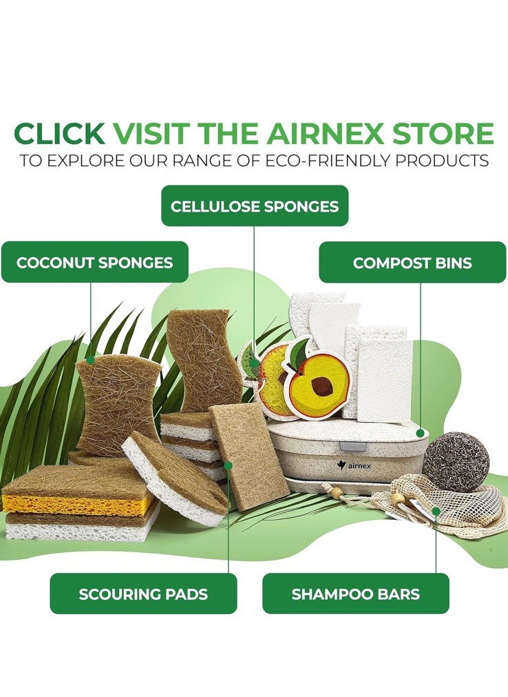 AIRNEX Natural Kitchen Sponge – Biodegradable Compostable 12 pack