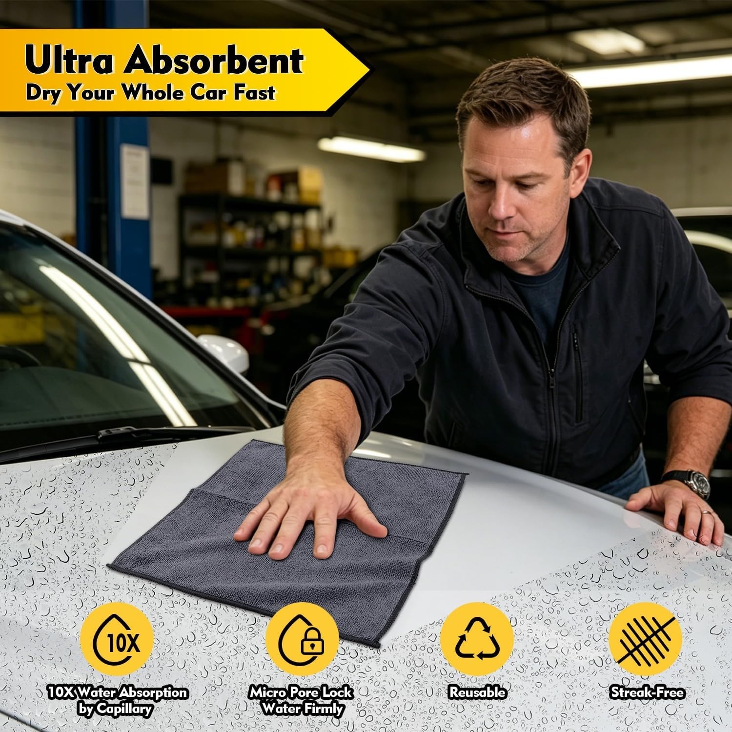 Microfiber Cleaning Cloth 12 Pack, 12.5 x 12.5 inch Microfiber Towels for Cars