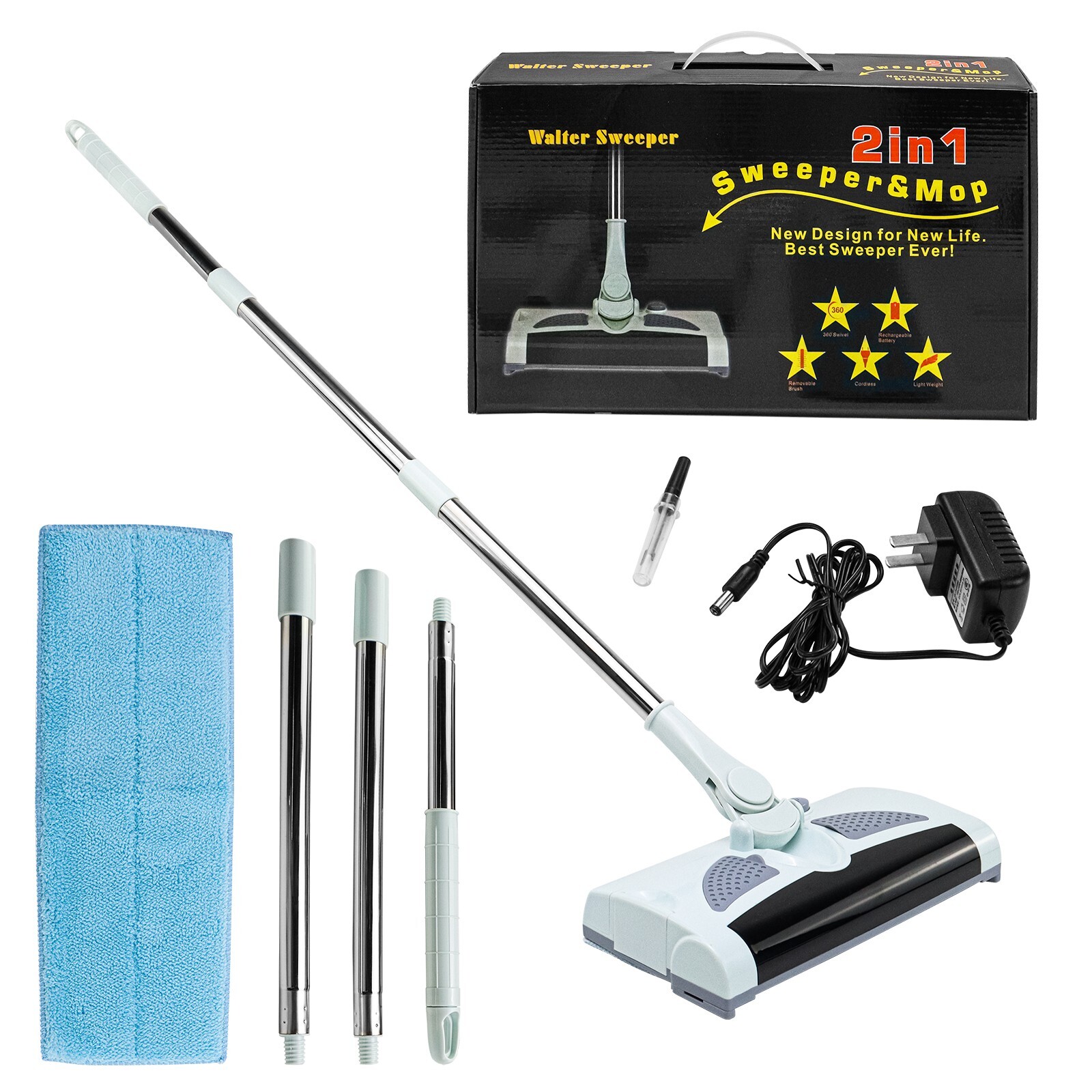 Electric 2 in 1 Carpet Sweeper Vacuum Floor Sweeper Electrostatic Lightweight