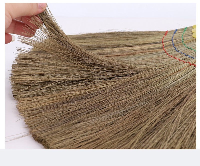 Asian Natural Straw Broom 58 Inch Length Vietnamese Corn Sweep Stainless Steel
