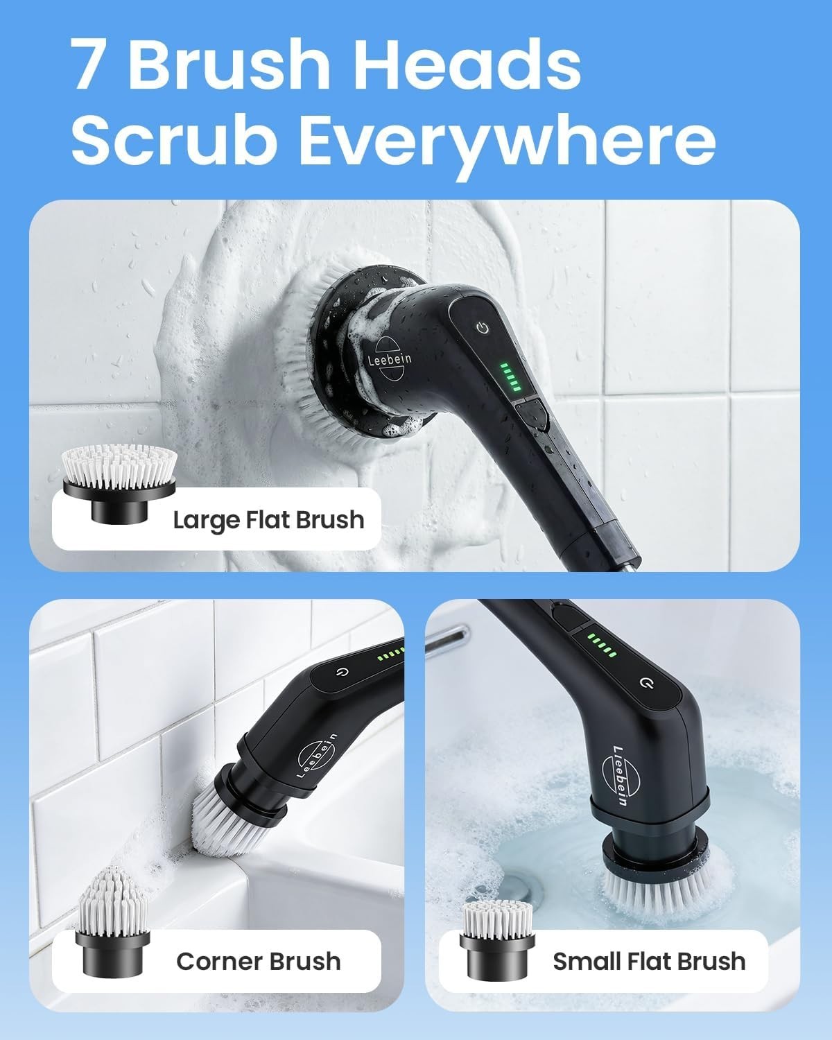 8 in 1 Electric Spin Scrubber with Fast Charging and Long Battery Life for Home