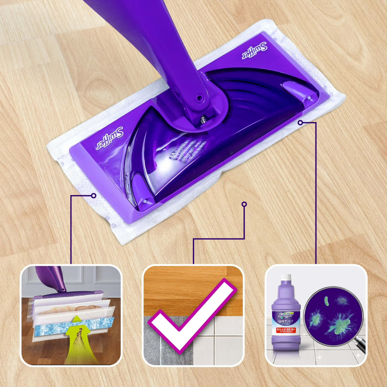 Swiffer WetJet Mop Floor Cleaner Starter Kit Fresh Scent Cleaning Set