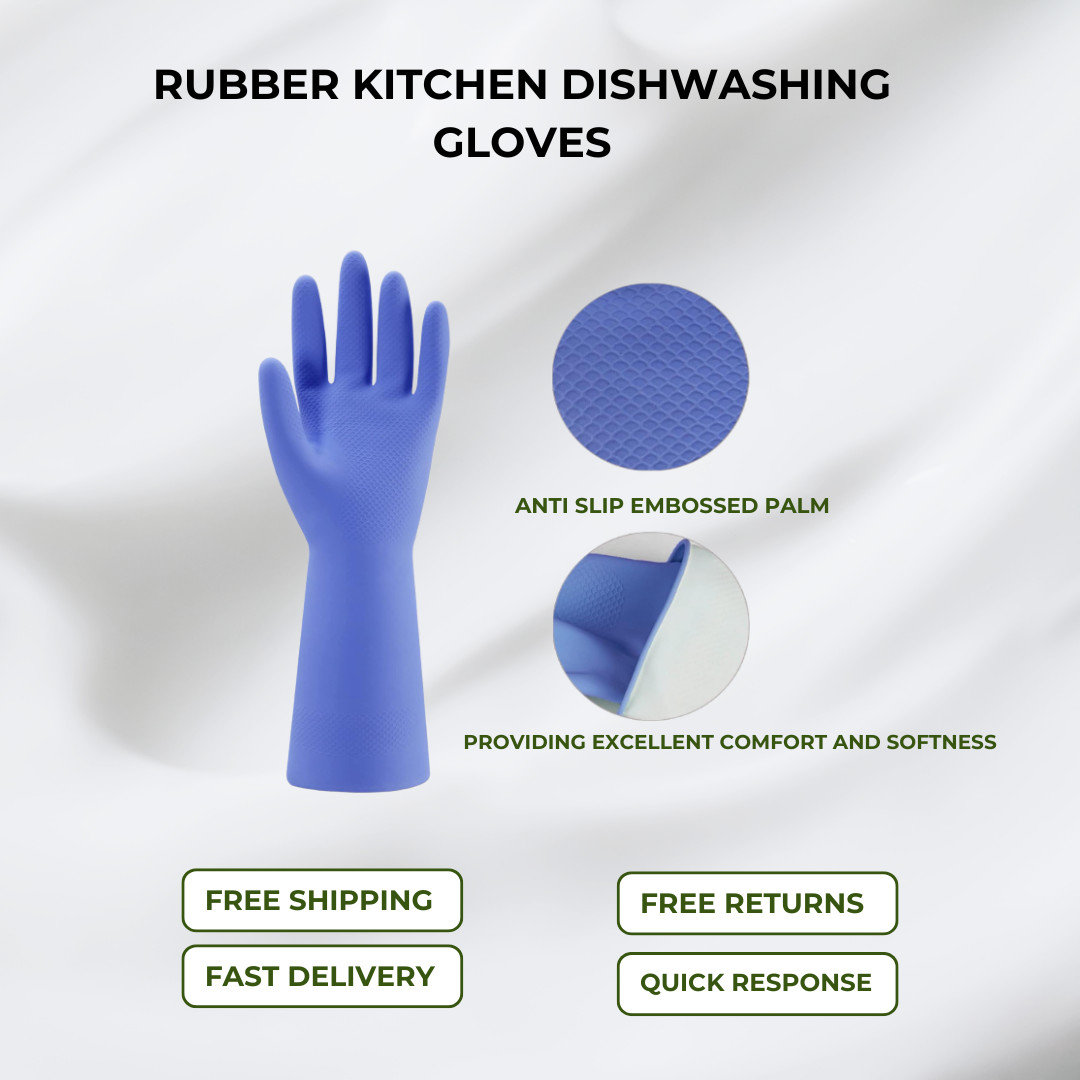 Colorful Rubber 4 Pairs Medium Reusable Kitchen Gloves Dishwashing & Cleaning