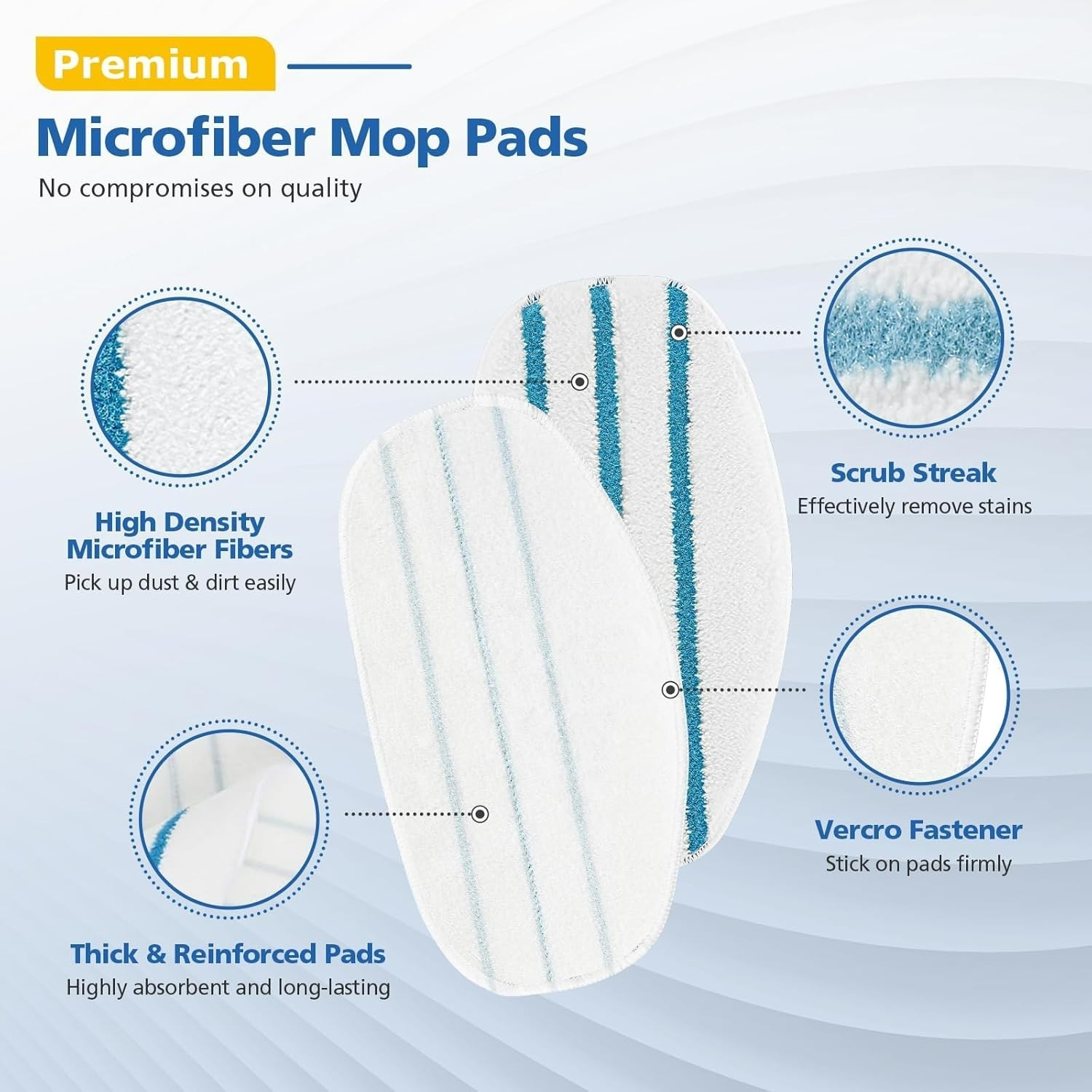 Soft Microfiber Replacement Steam Mop Pads for PurSteam ThermaPro – 6 Count