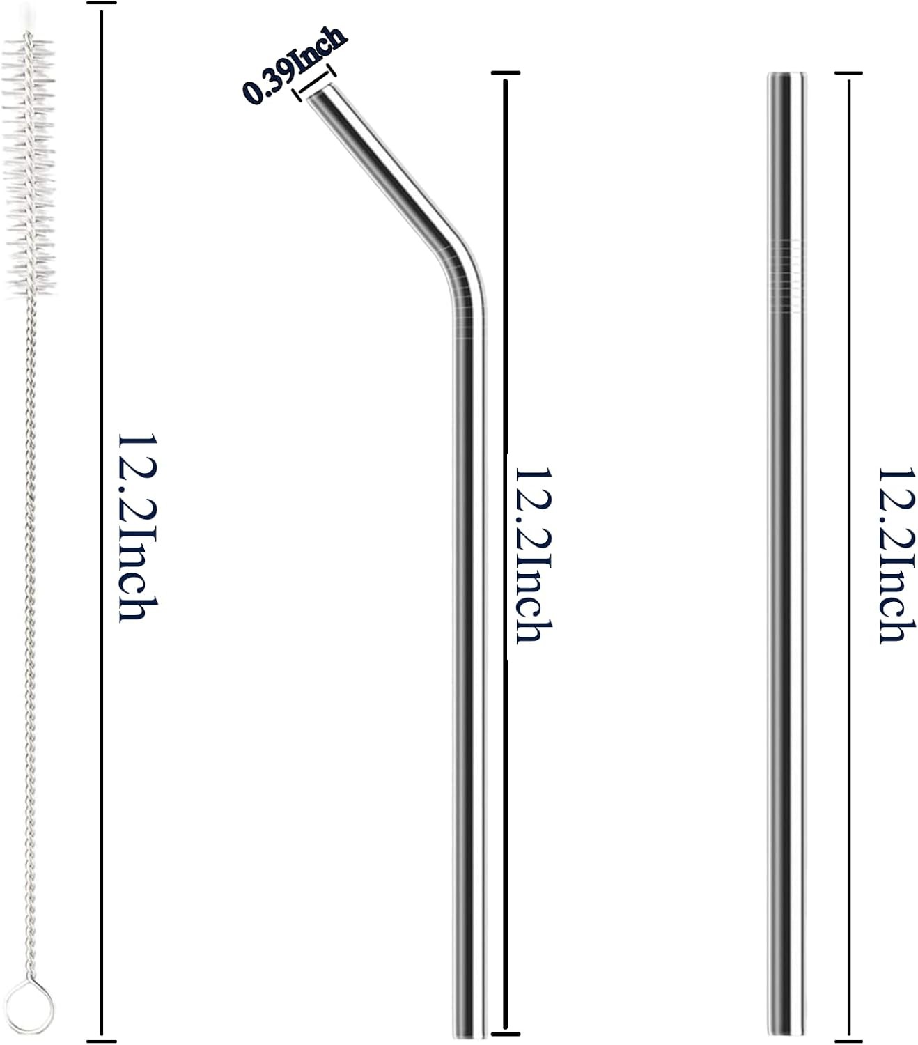 6 Pack Stainless Steel Straw Replacement 40 oz for Stanley Tumbler，3 Straight +3