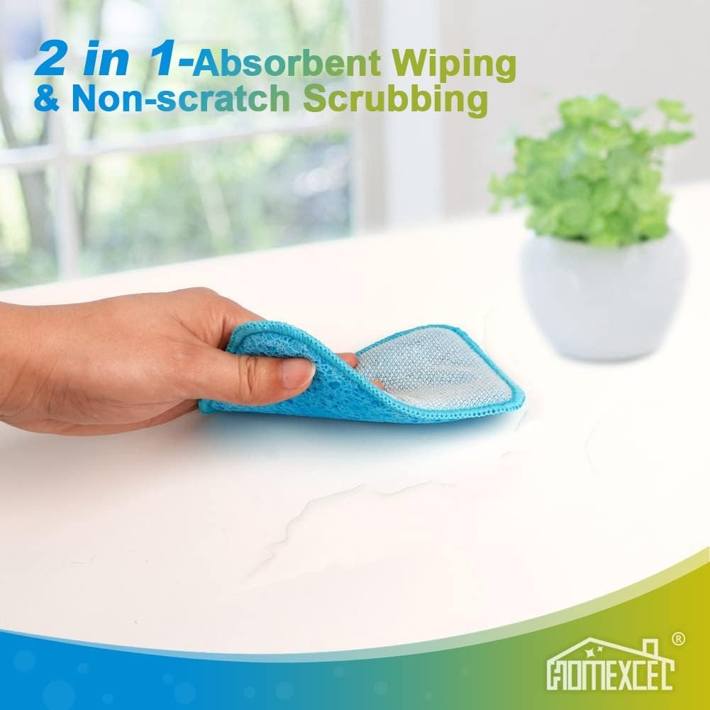 12 Pack Scrub & Wipe Cloths, Dual-Sided Sponges for Kitchen, All-Purpose Cloth