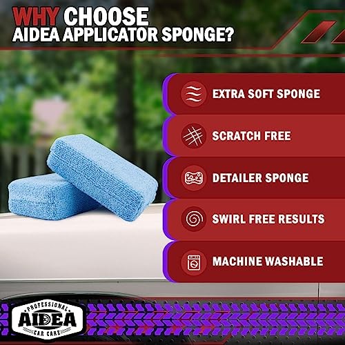 Microfiber Applicator Pad-8Pack, Car Wash Sponge, Premium 8 PK Light Blue