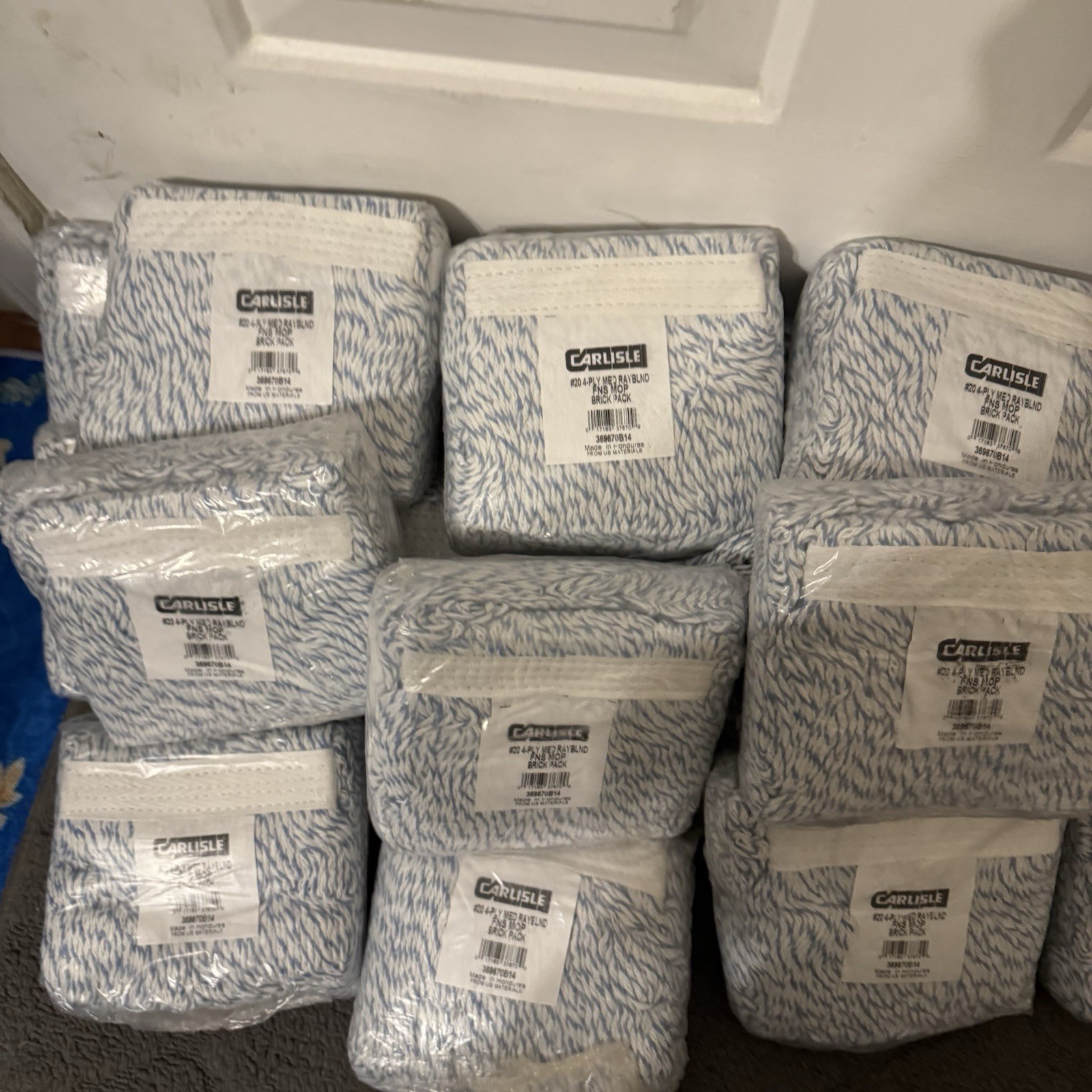 Carlisle Mop Head Rayon Cotton Blend, Medium, Blue 369670B14 (Lot Of 10) 🔥