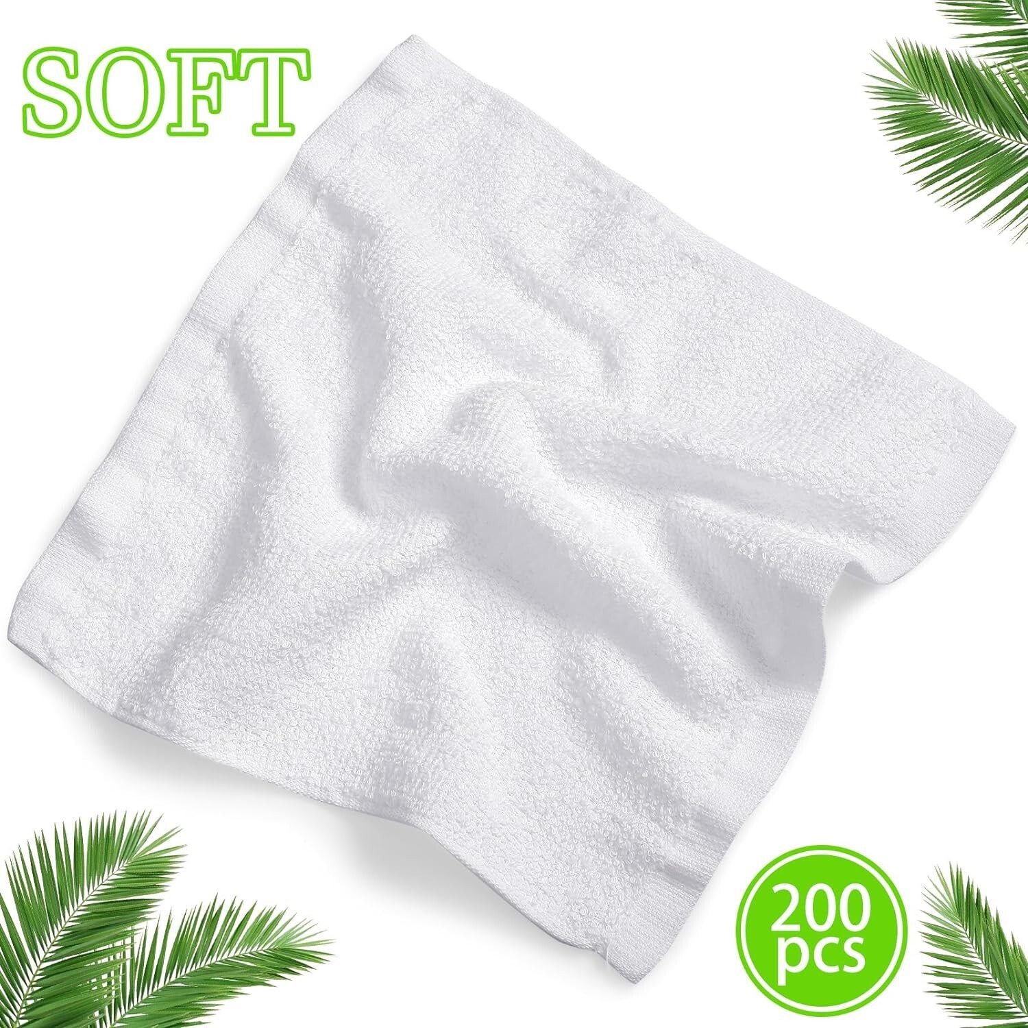 200 Pcs White Cleaning Cloths Bulk Reusable Cleaning Rags Cotton Washcloths A…