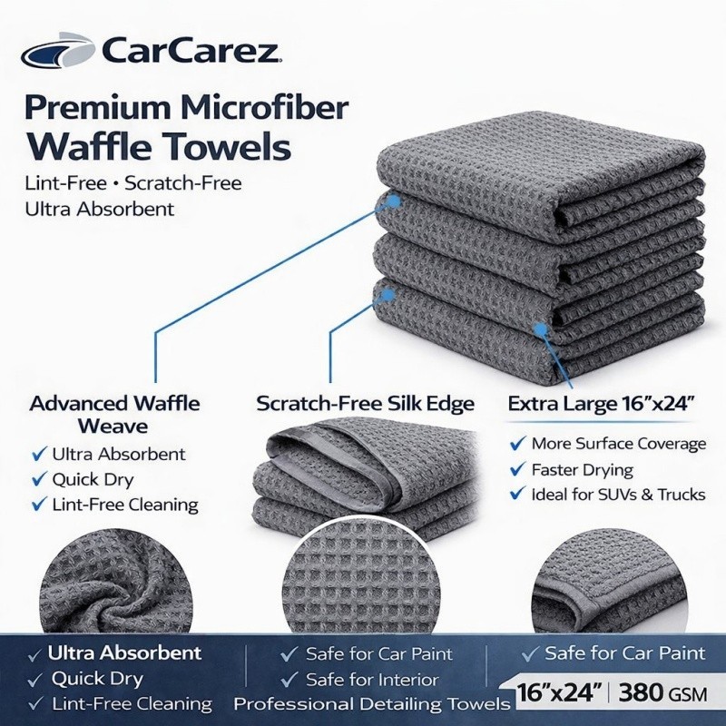 Microfiber Car Drying Towel Car Detail Cleaning Cloth Waffle Woven Large 16″x24″